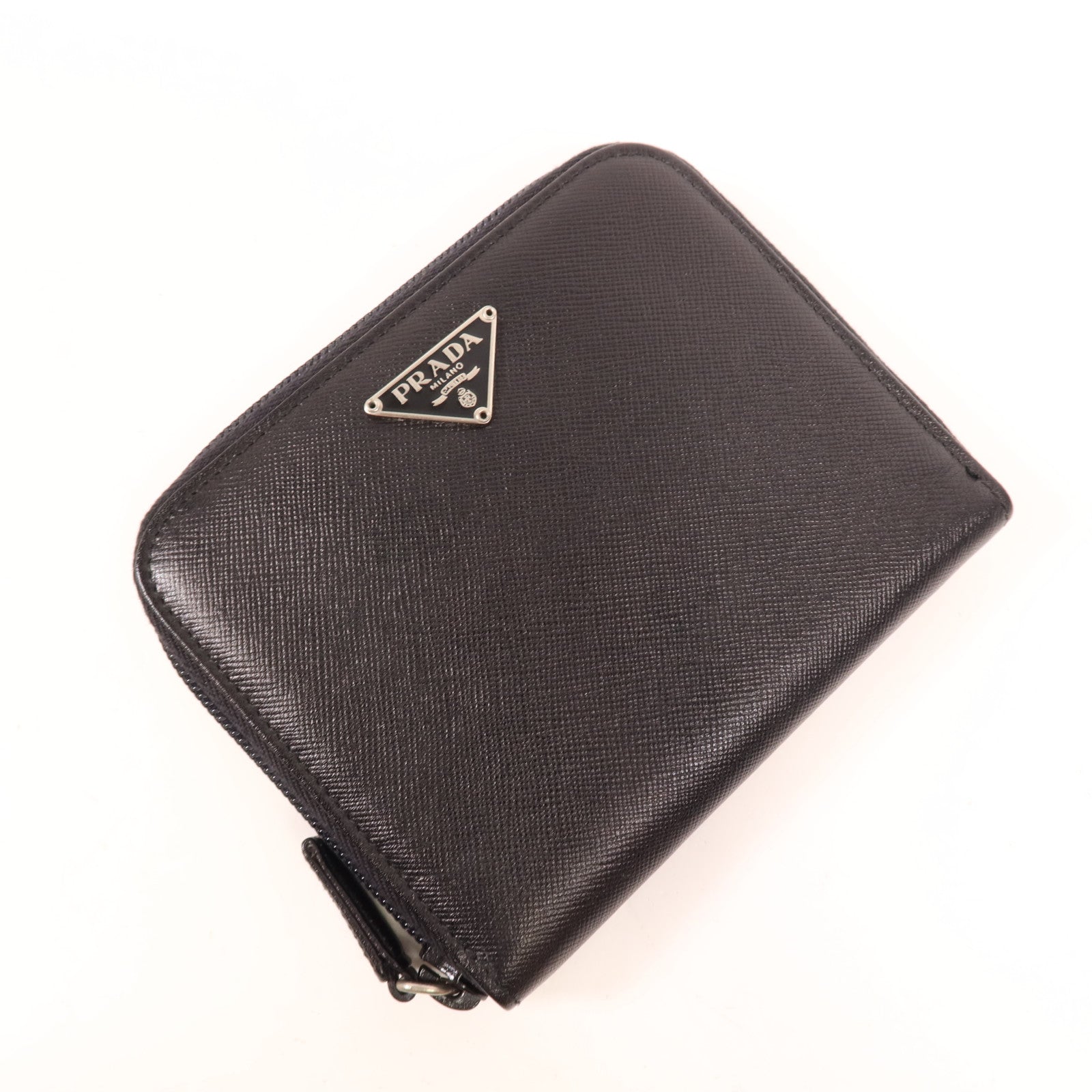 PRADA 牛皮皮革Zipped Wallet銀扣錢包