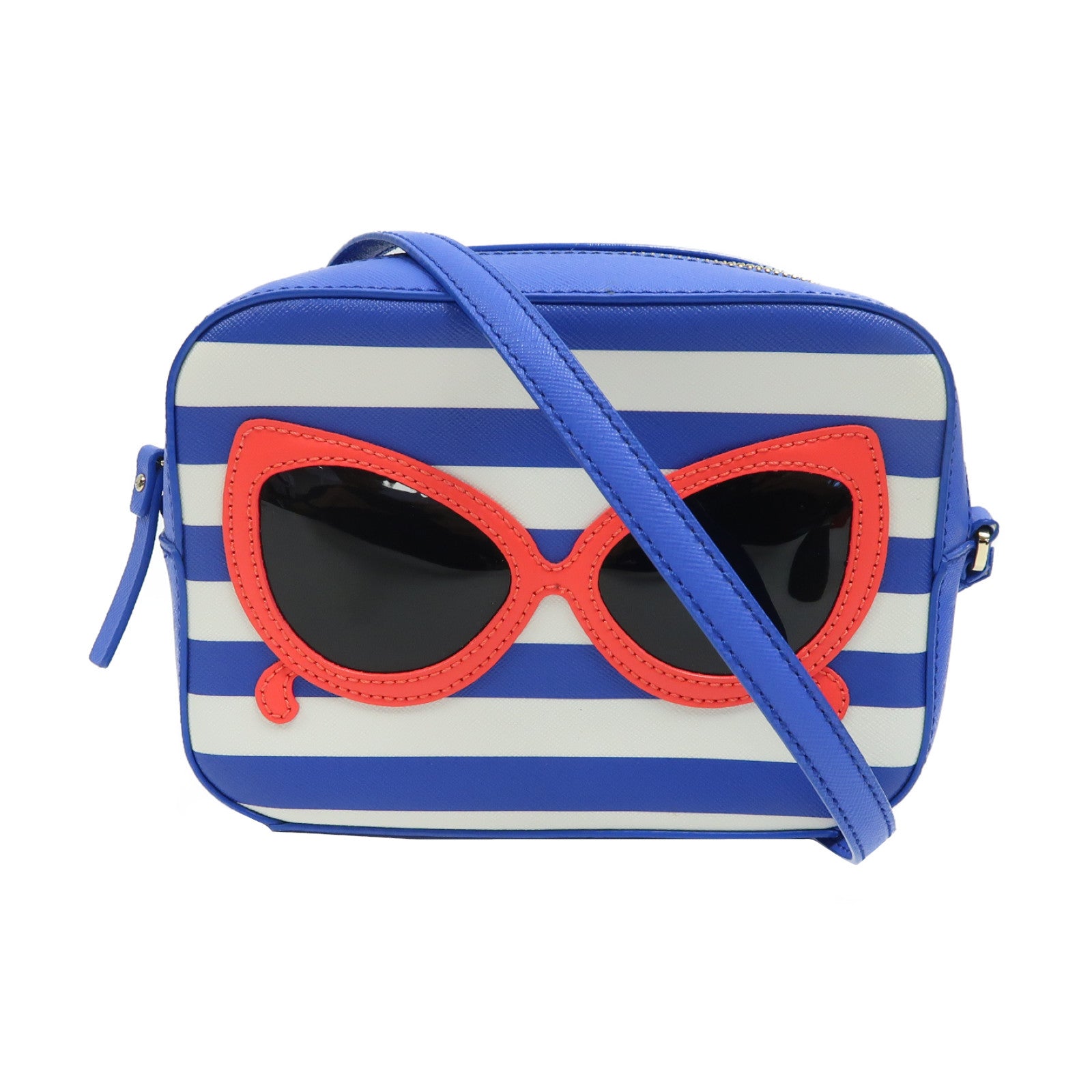 Kate Spade 牛皮皮革Make a Splash Sunglasses Mindy金扣肩背袋藍色