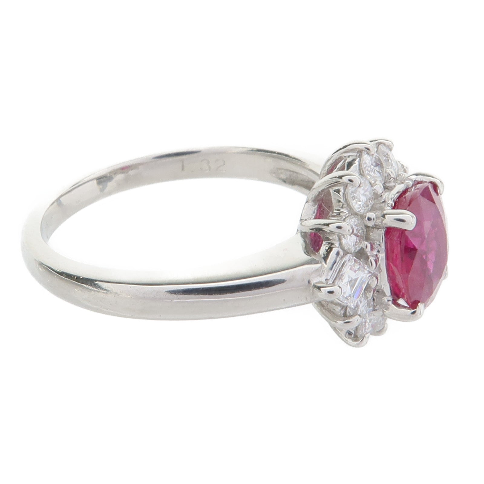 JEWELRY PT900鉑金Ruby Diamond Ring紅寶石/鑽石戒指US#6