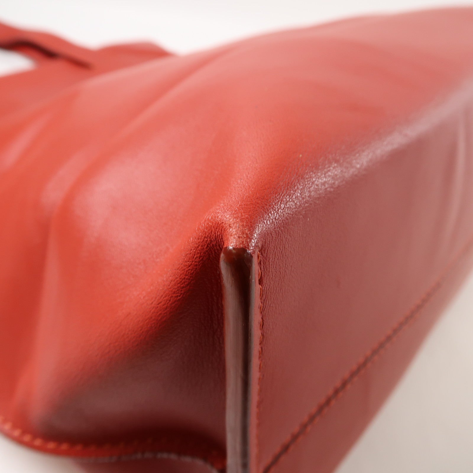 LOEWE 牛皮皮革Tote Bag銀扣手挽袋紅色