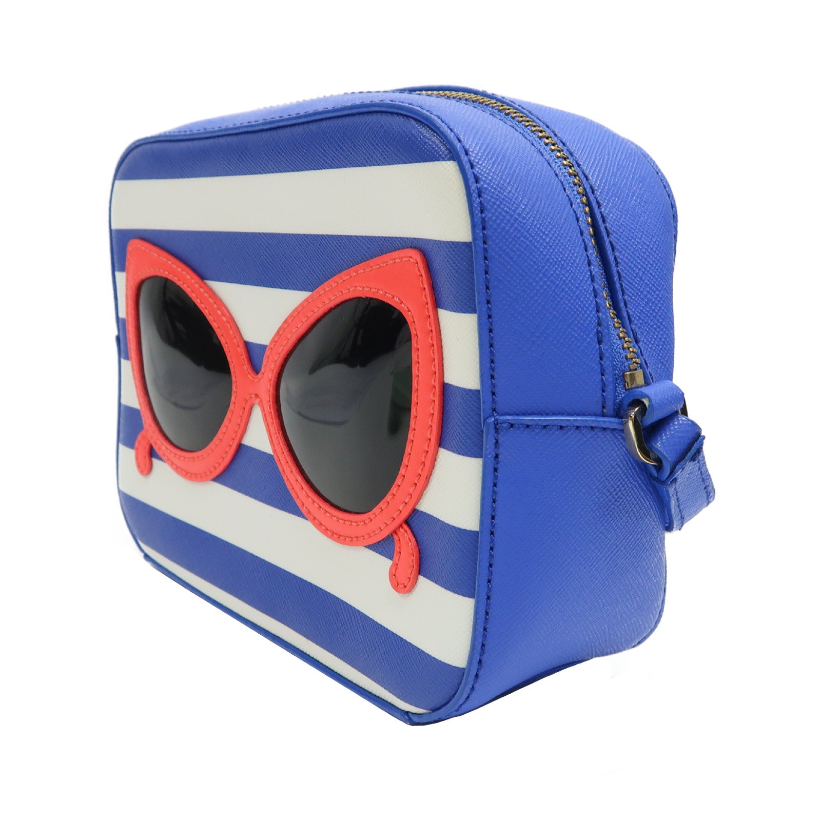 Kate Spade 牛皮皮革Make a Splash Sunglasses Mindy金扣肩背袋藍色