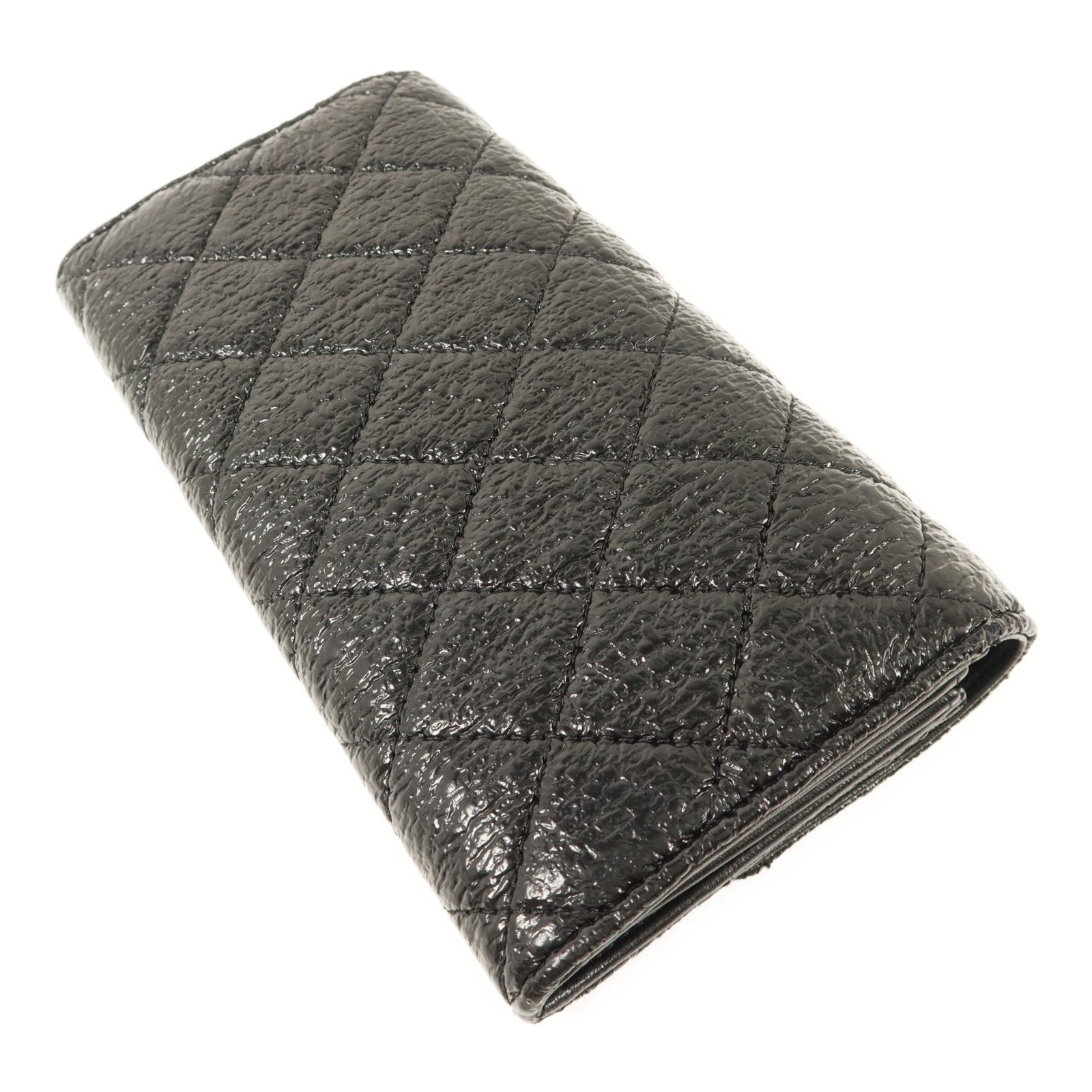 CHANEL 漆皮皮革Long Wallet銀扣長錢包