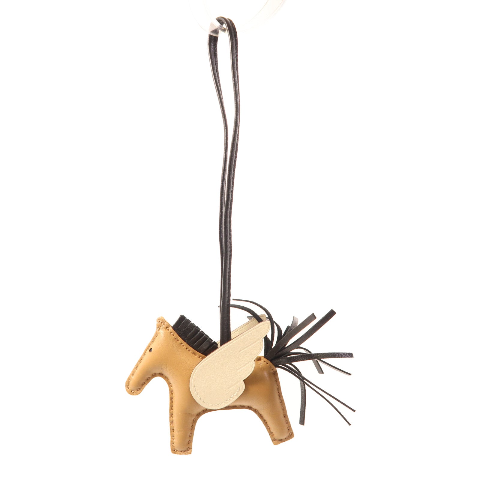 HERMES Milo/Swift皮革Rodeo PM掛飾Nata/Chai/Noir