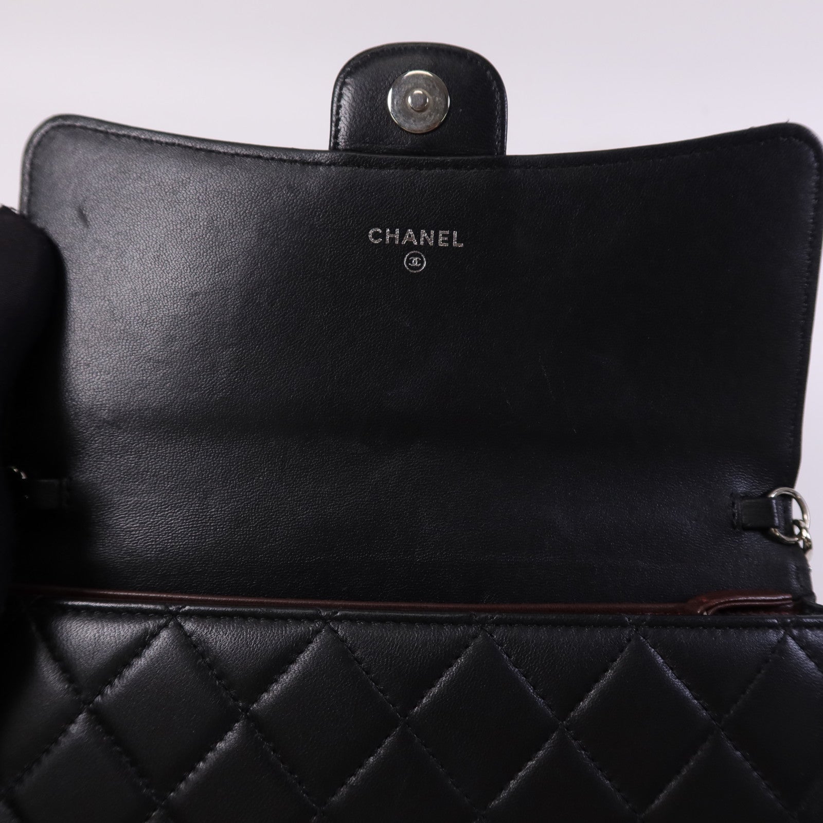 CHANEL 羊皮皮革Chain Shoulder Bag銀扣鏈帶肩背袋