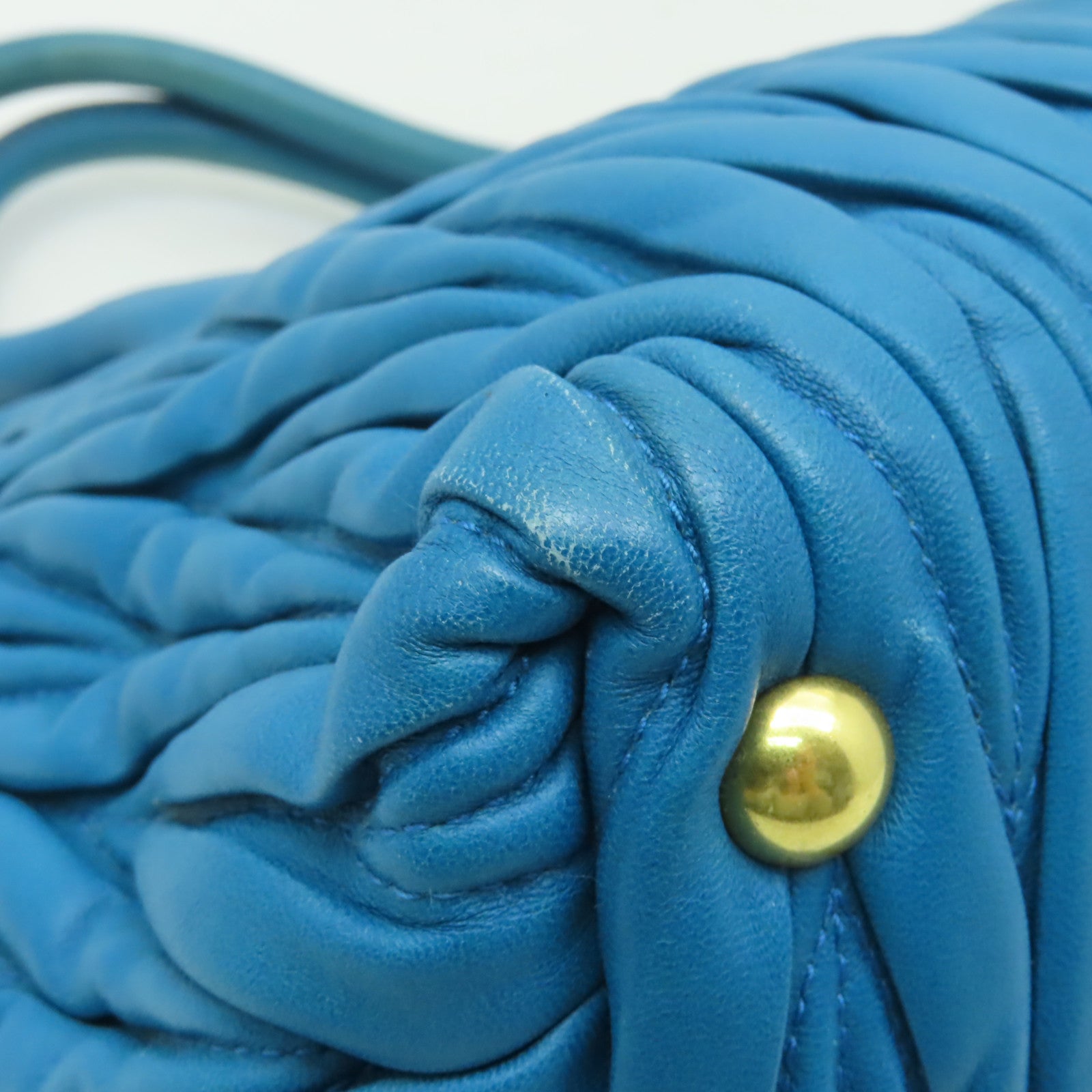 Miu Miu 【激減優惠】牛皮皮革2way Shoulder Bag金扣手挽肩背兩用袋藍色