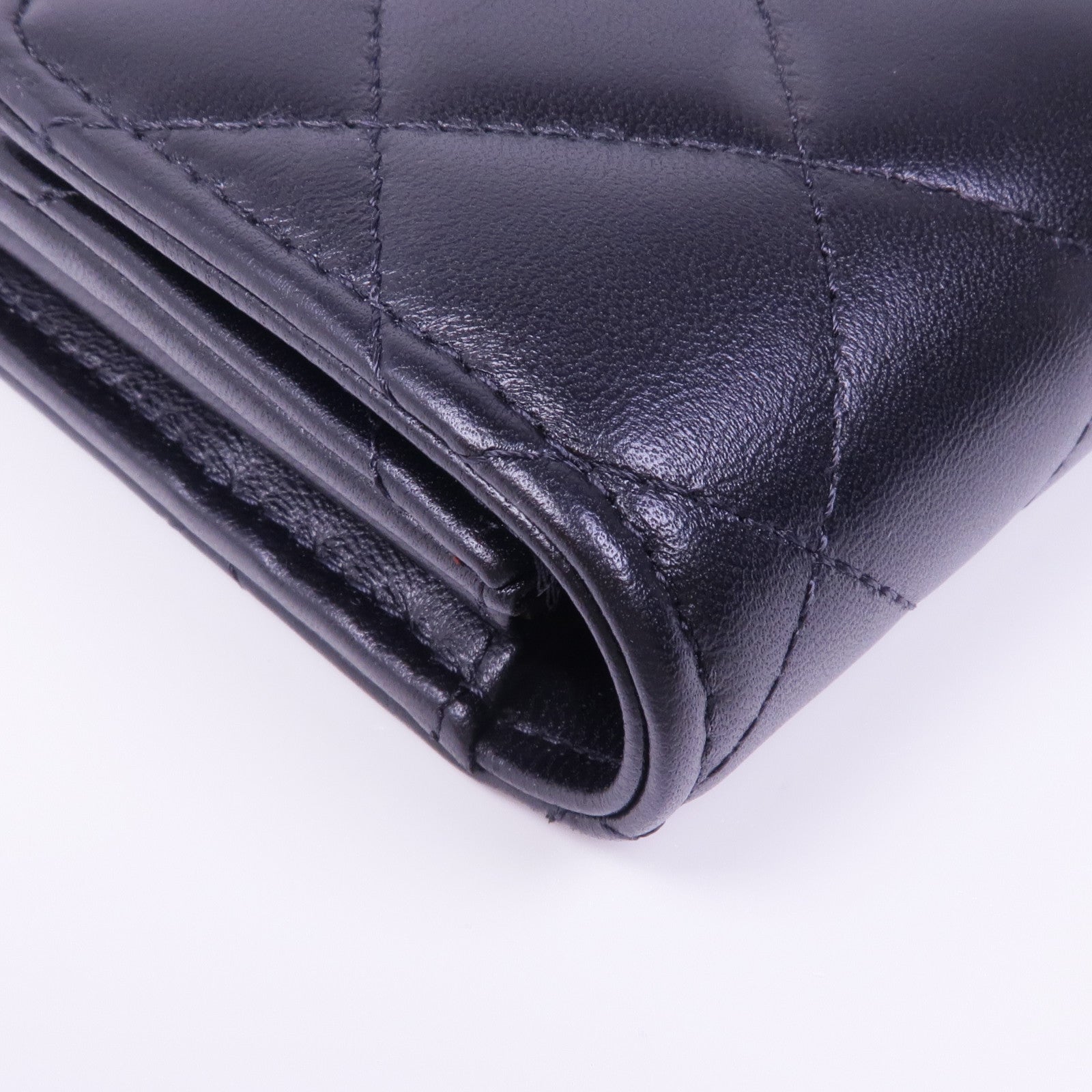 CHANEL 羊皮皮革Long Wallet金扣長錢包