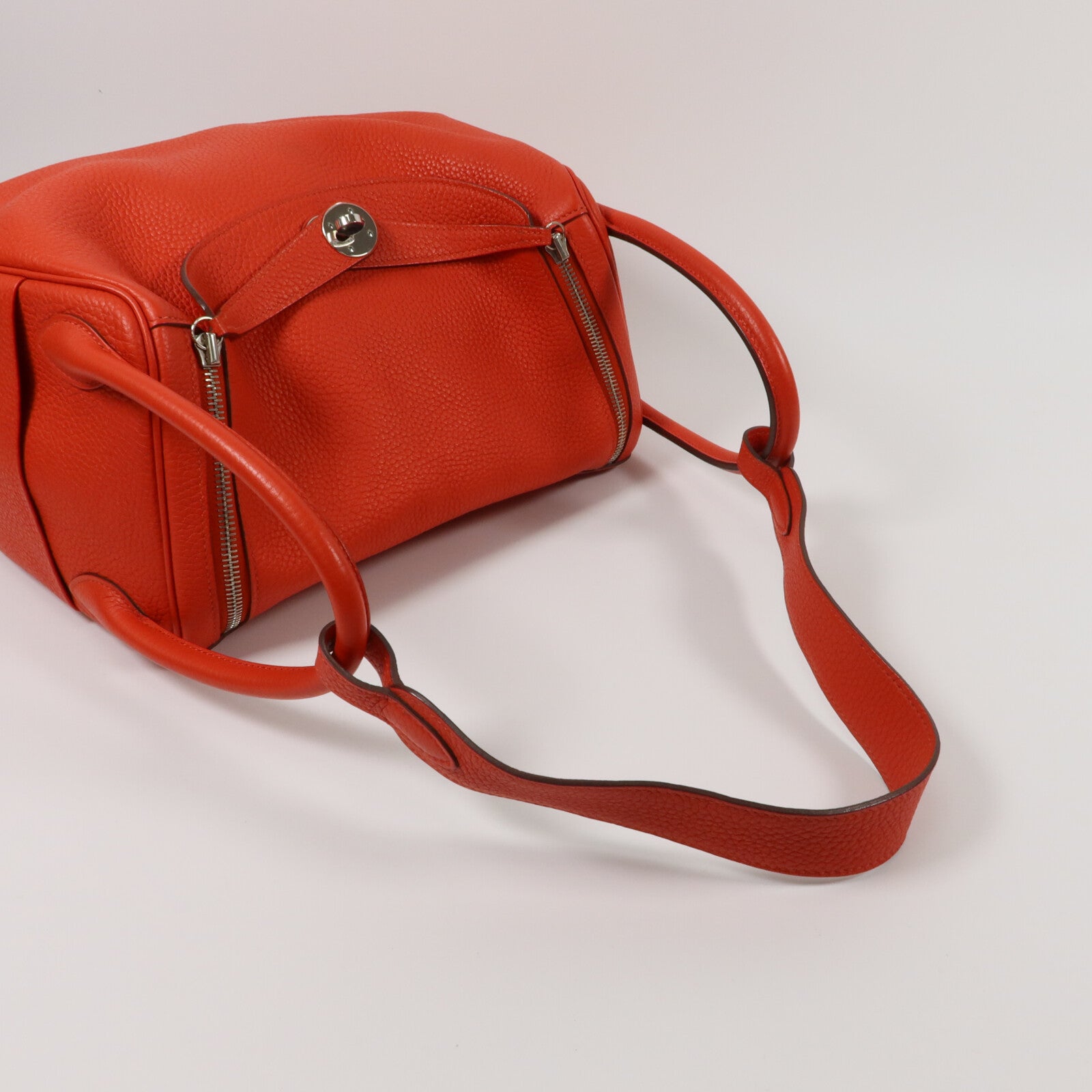 HERMES Clemence皮革Lindy 30手挽肩背兩用袋Rouge Tomato