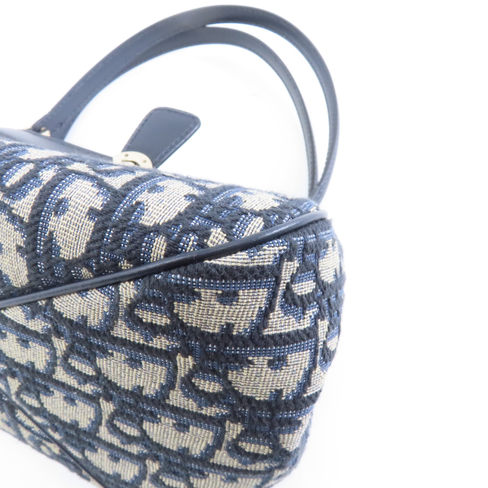 Dior 塗層帆布Small Key Bag金扣手挽袋藍色