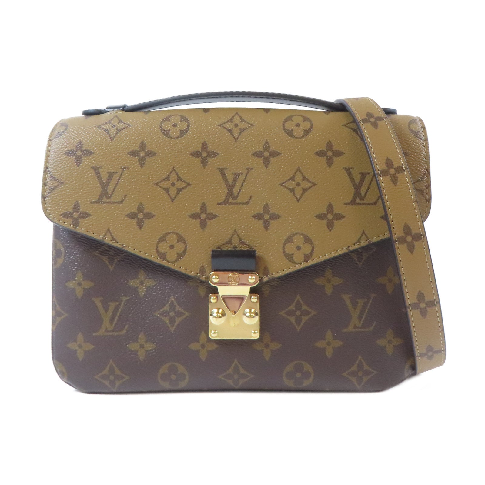 LOUIS VUITTON Monogram Reverse Pochette Métis金扣手挽肩背兩用袋啡色