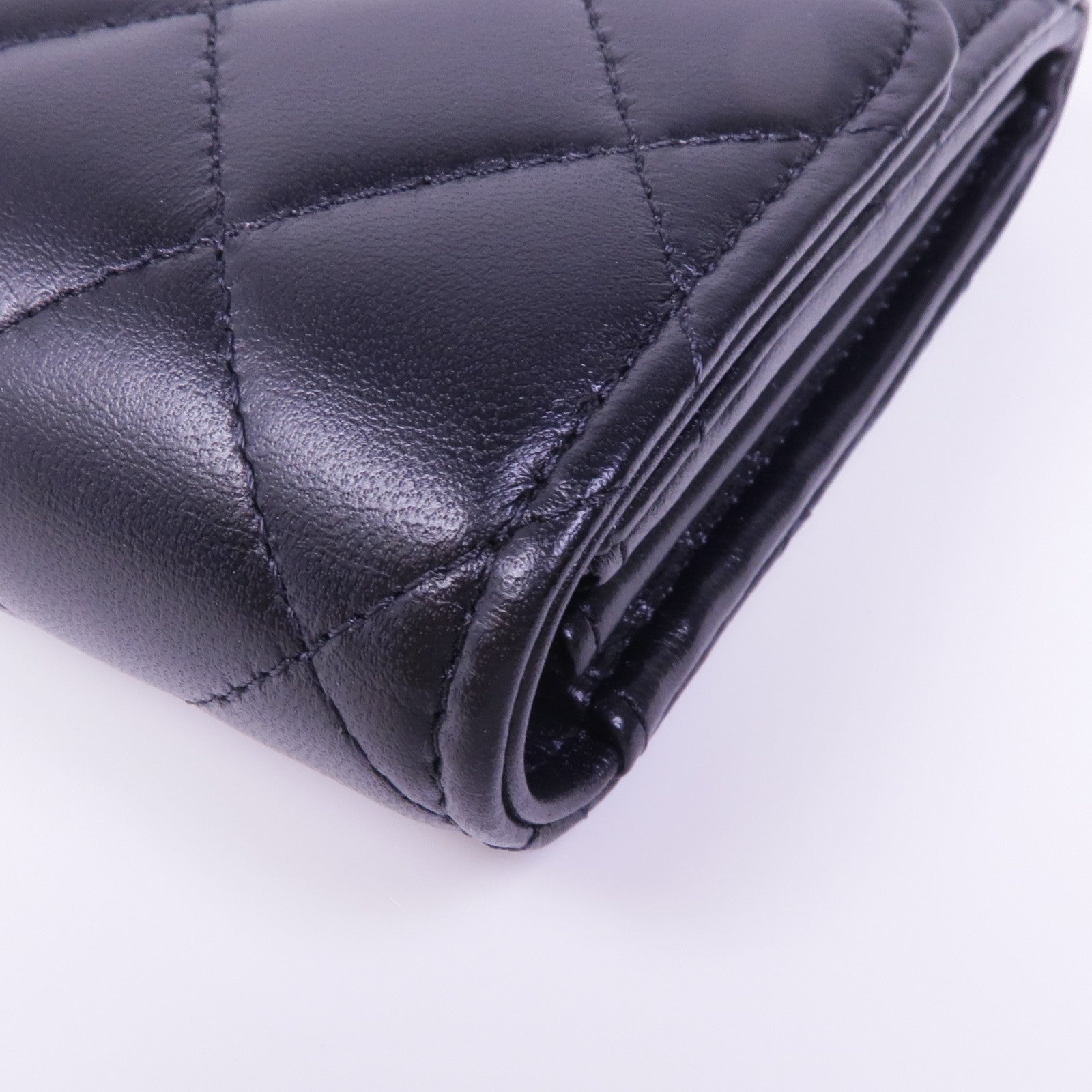 CHANEL 羊皮皮革Long Wallet金扣長錢包