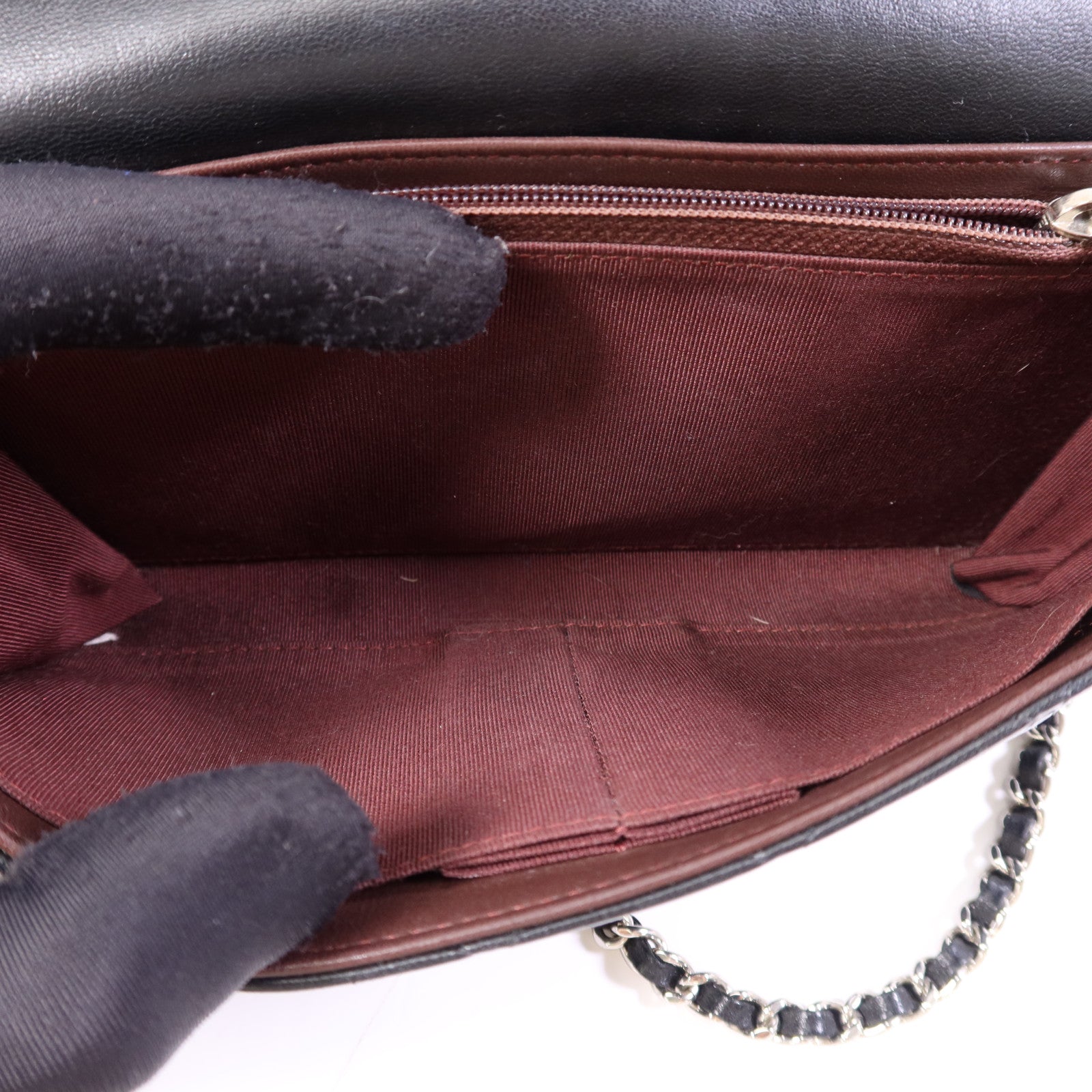 CHANEL 羊皮皮革Chain Shoulder Bag銀扣鏈帶肩背袋