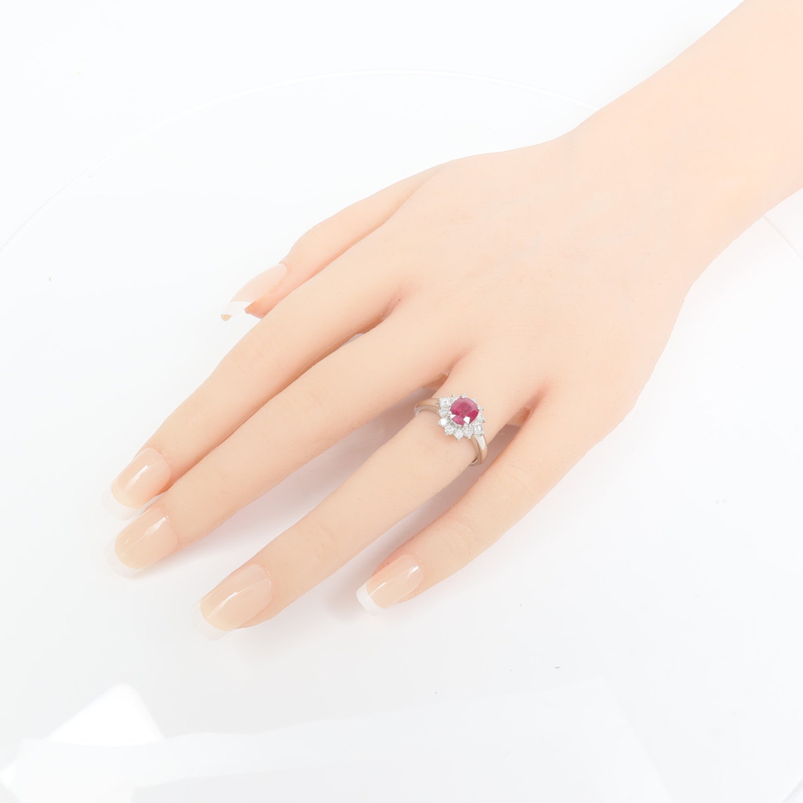 JEWELRY PT900鉑金Ruby Diamond Ring紅寶石/鑽石戒指US#6