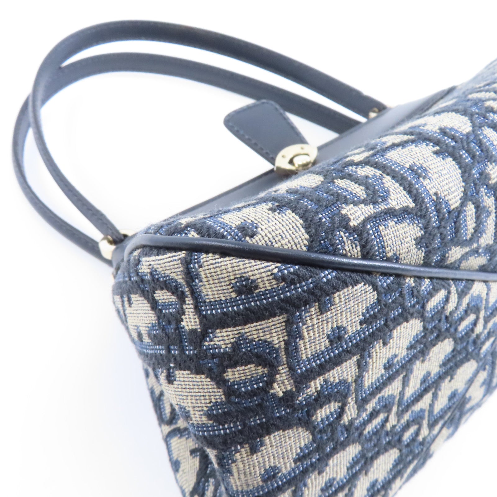 Dior 塗層帆布Small Key Bag金扣手挽袋藍色