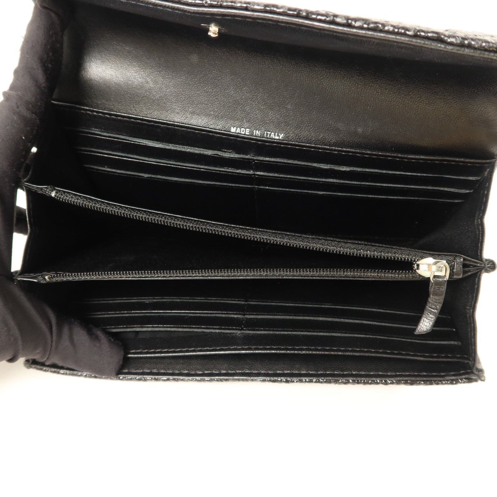 CHANEL 漆皮皮革Long Wallet銀扣長錢包