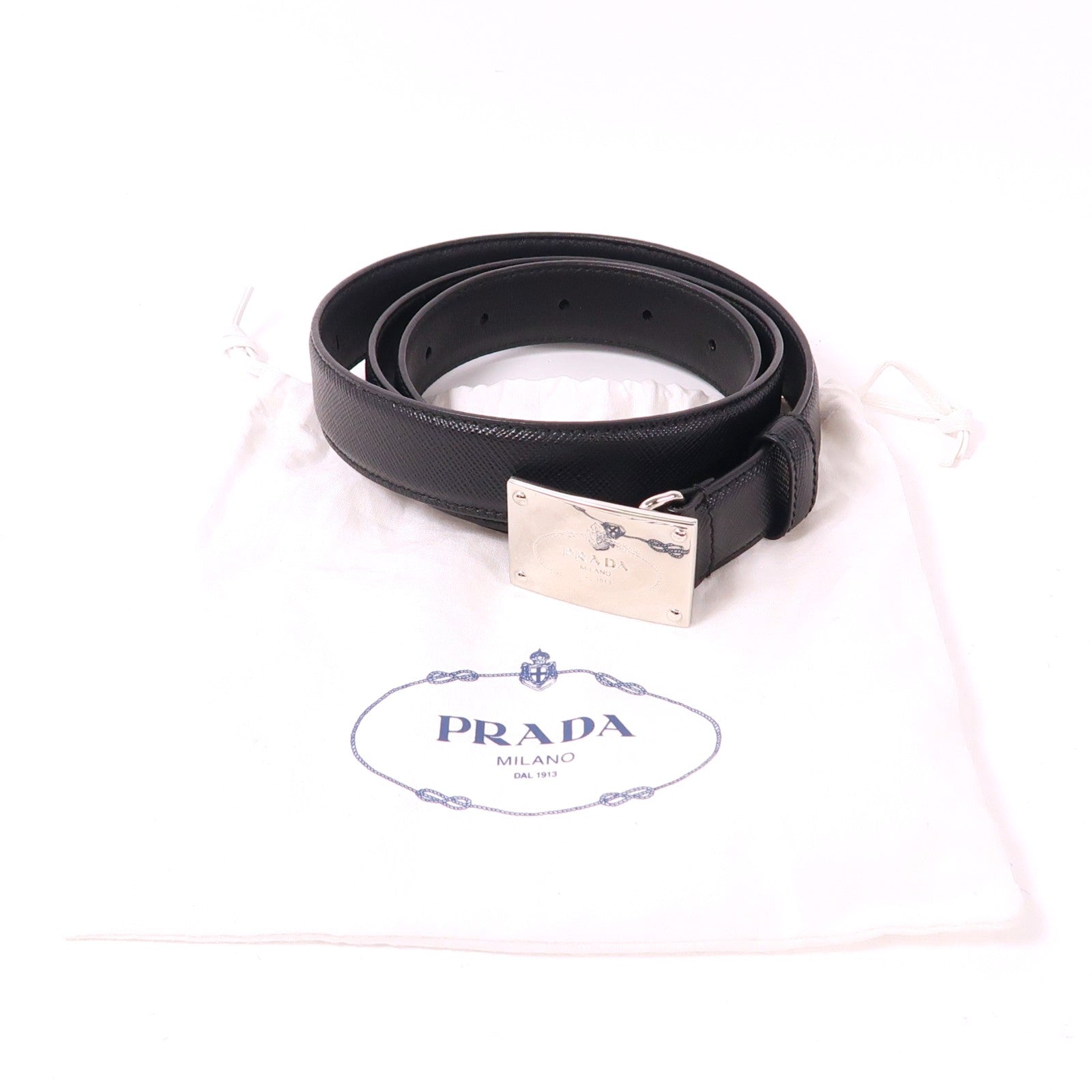 PRADA 【激減優惠】牛皮皮革Belt銀扣皮帶