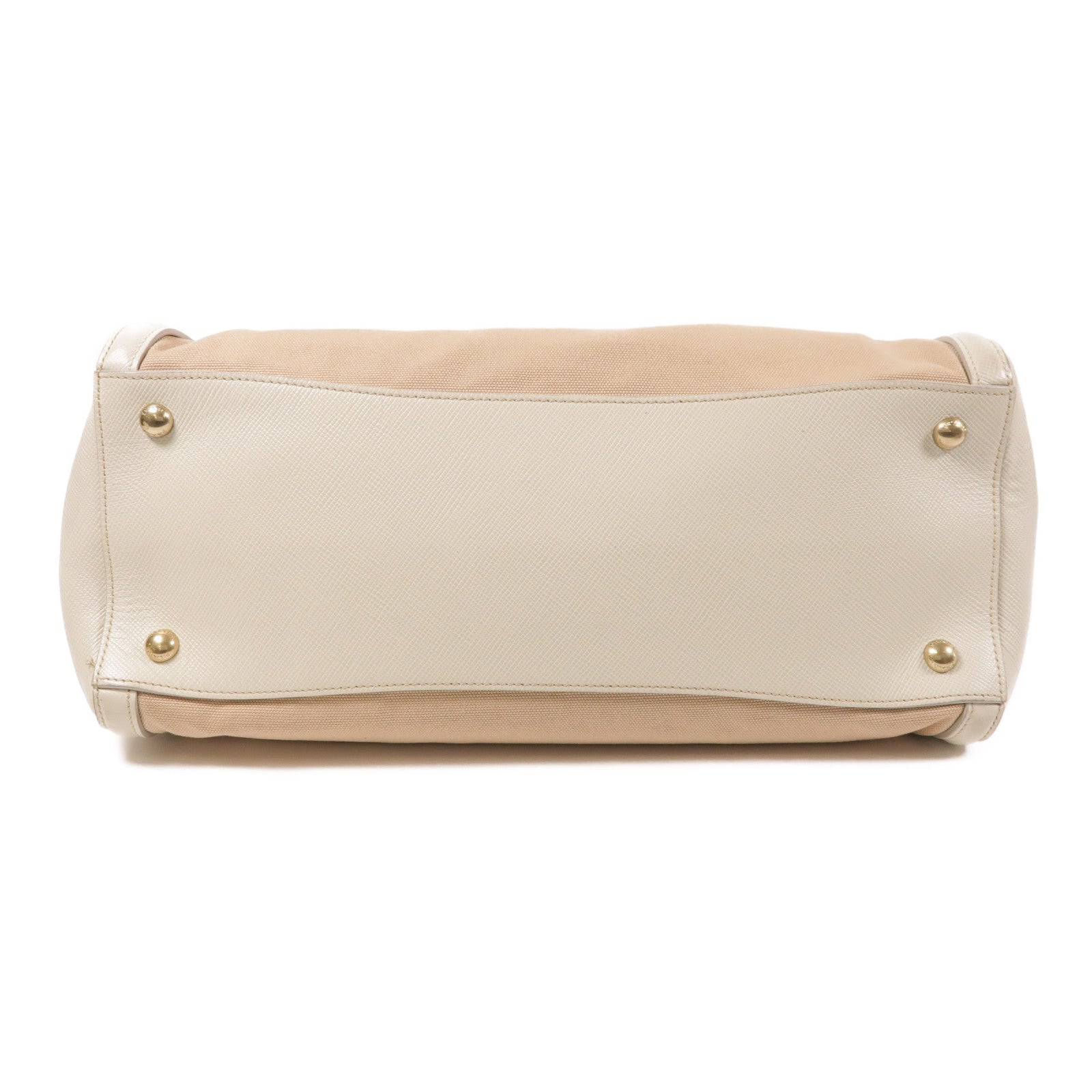 PRADA 帆布/皮革Tote Bag金扣手挽袋