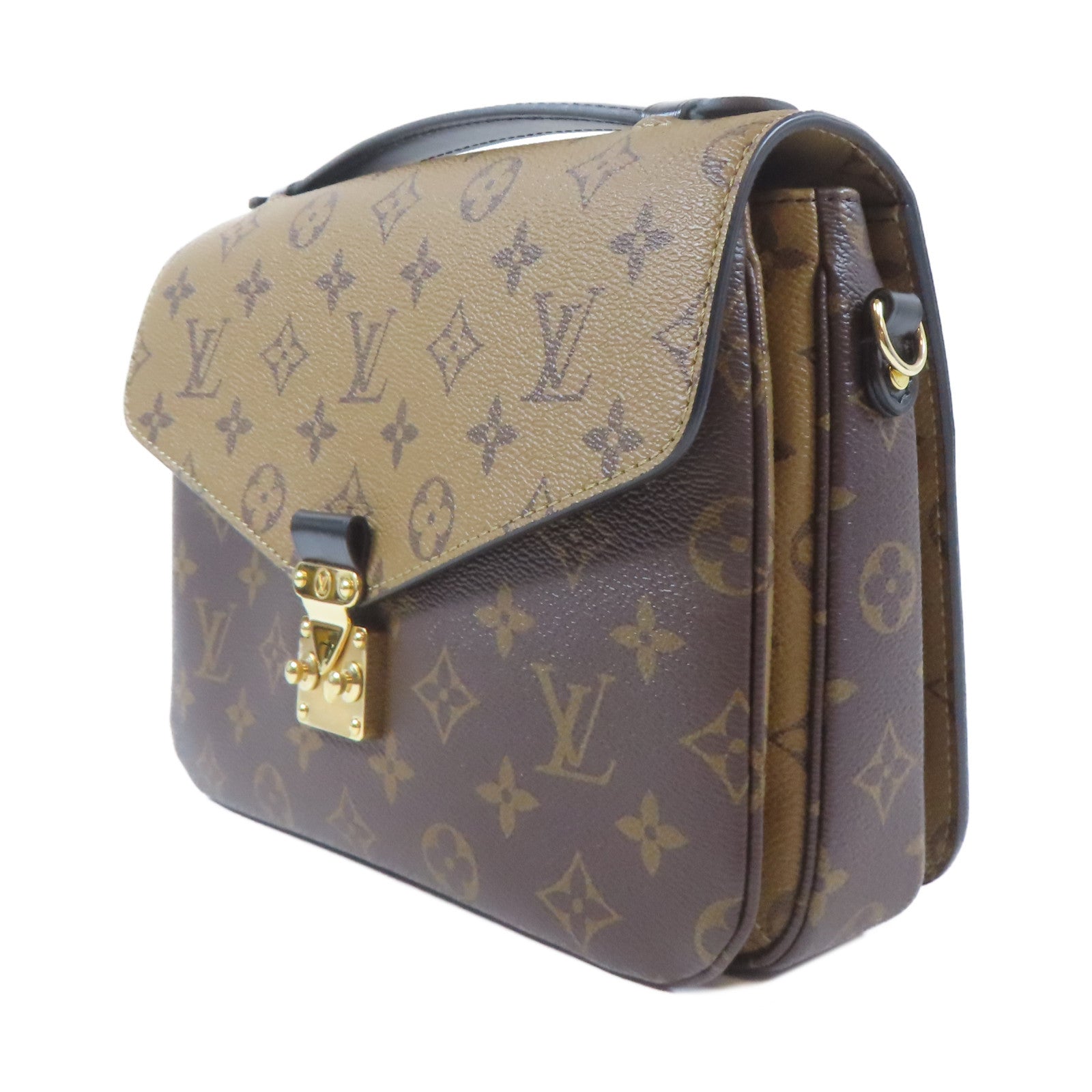 LOUIS VUITTON Monogram Reverse Pochette Métis金扣手挽肩背兩用袋啡色