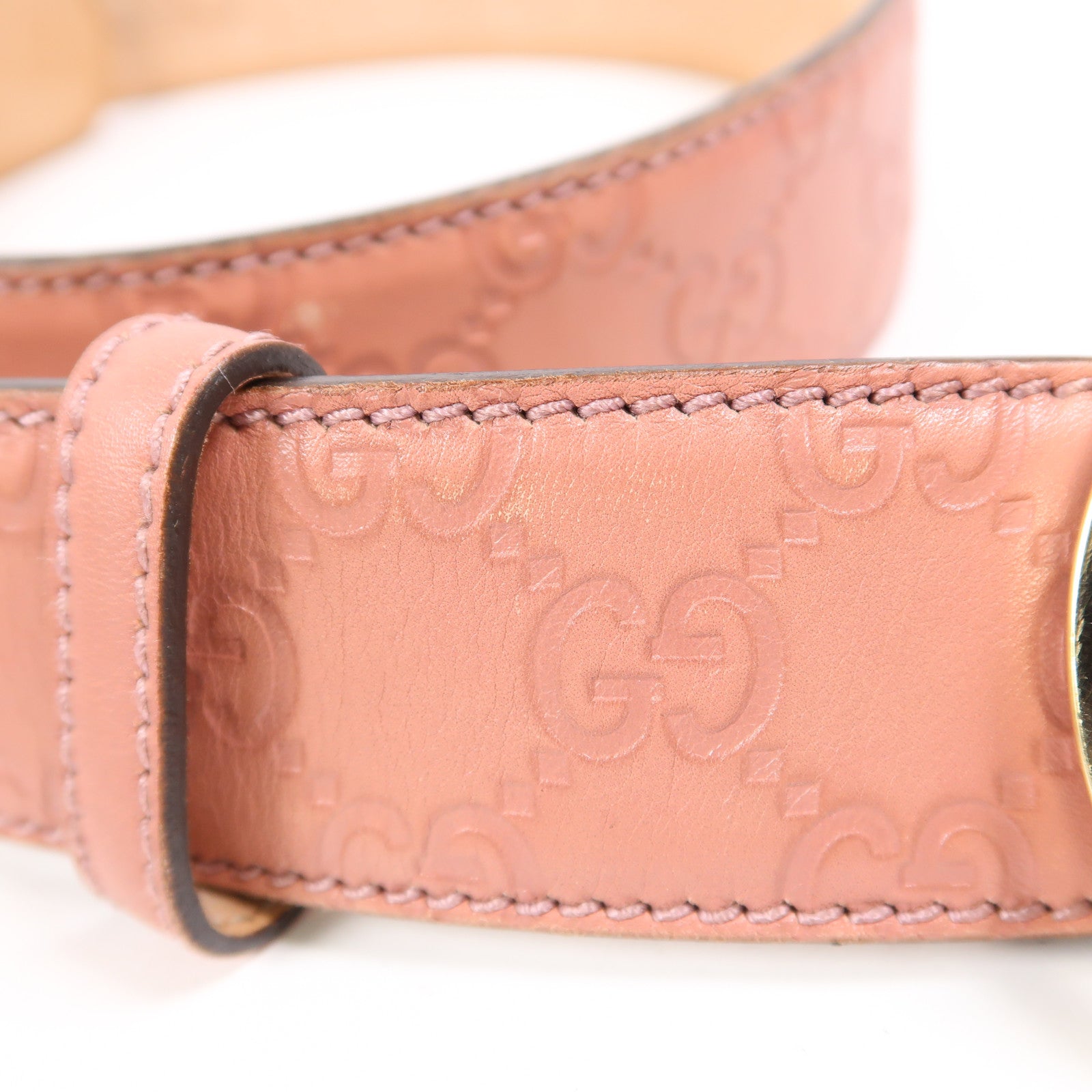 GUCCI 牛皮皮革Belt 85cm銀扣皮帶