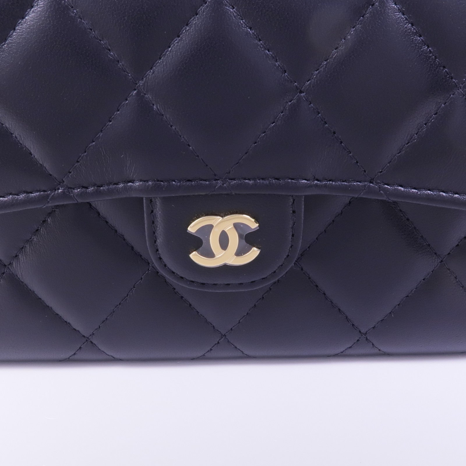 CHANEL 羊皮皮革Long Wallet金扣長錢包