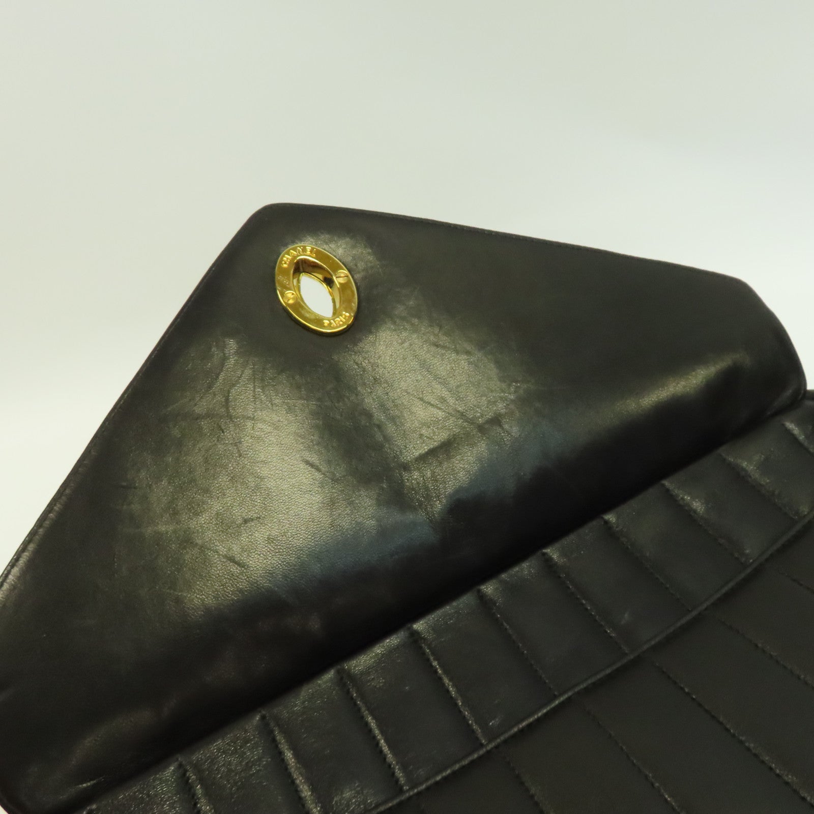 CHANEL 牛皮皮革Vintage Chain Shoulder金扣鏈帶肩背袋啡色