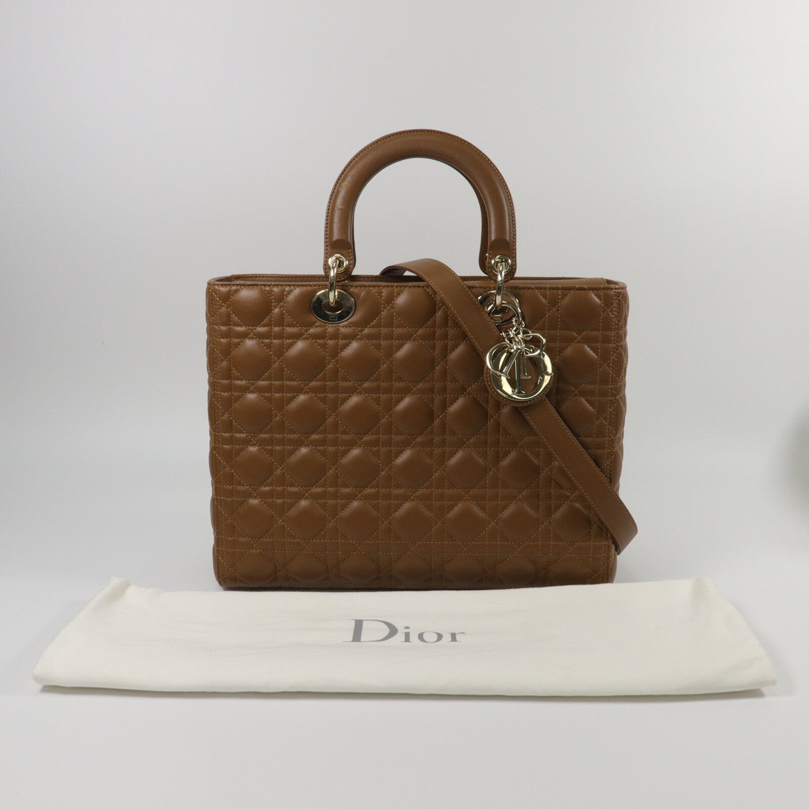 Dior 羊皮皮革Lady Dior Large手挽肩背兩用袋