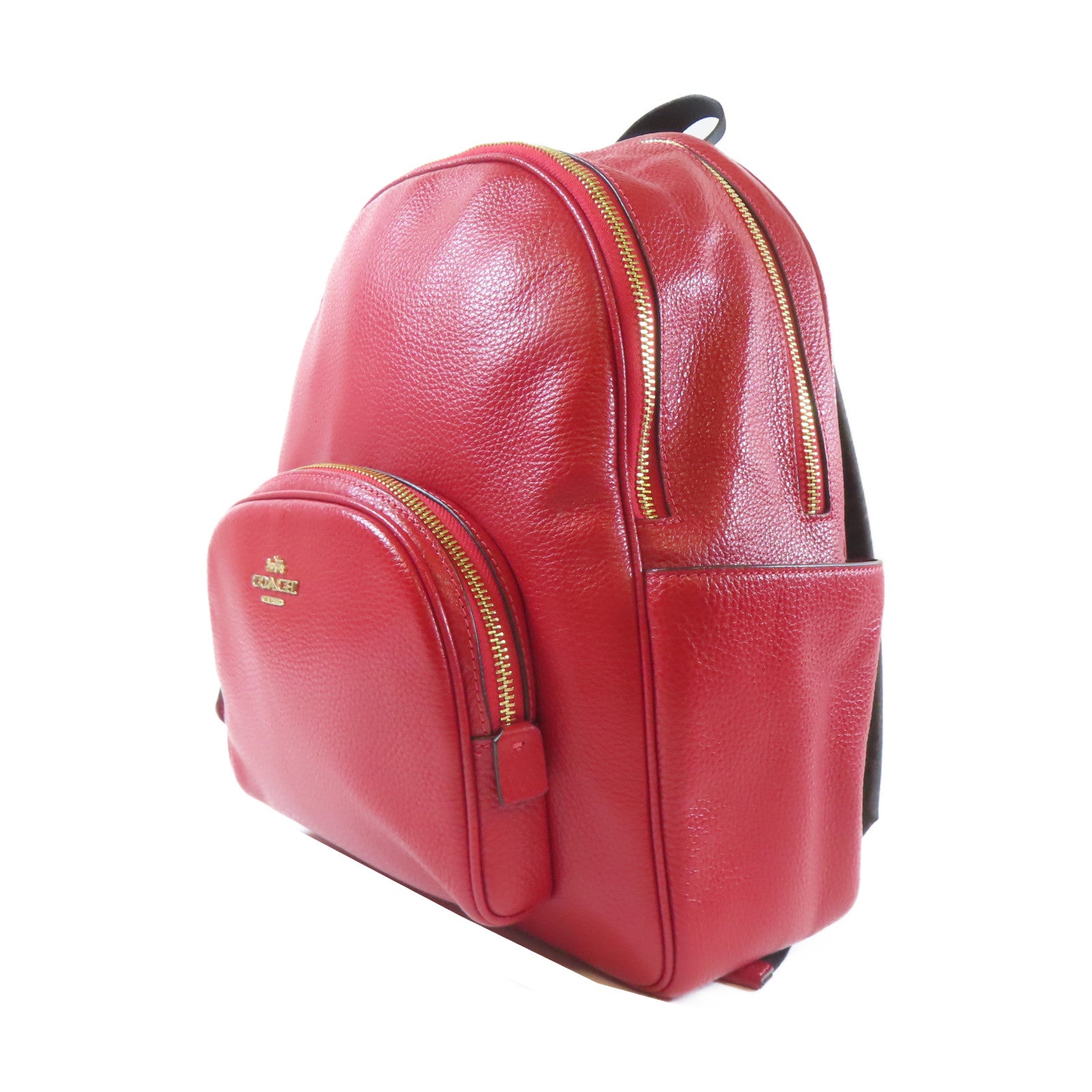 COACH 【激減優惠】牛皮皮革Rucksack金扣背包紅色