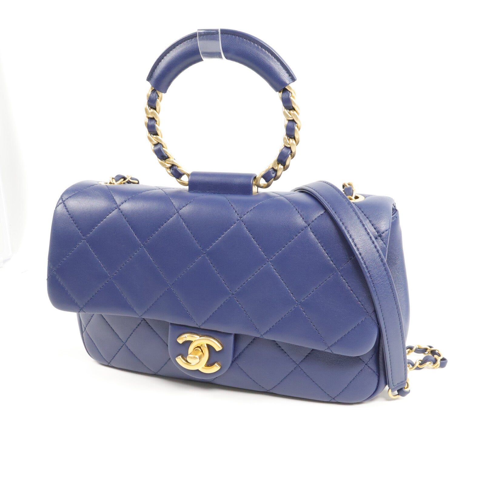 CHANEL 羊皮皮革Classic Flap With Handle手挽肩背兩用袋