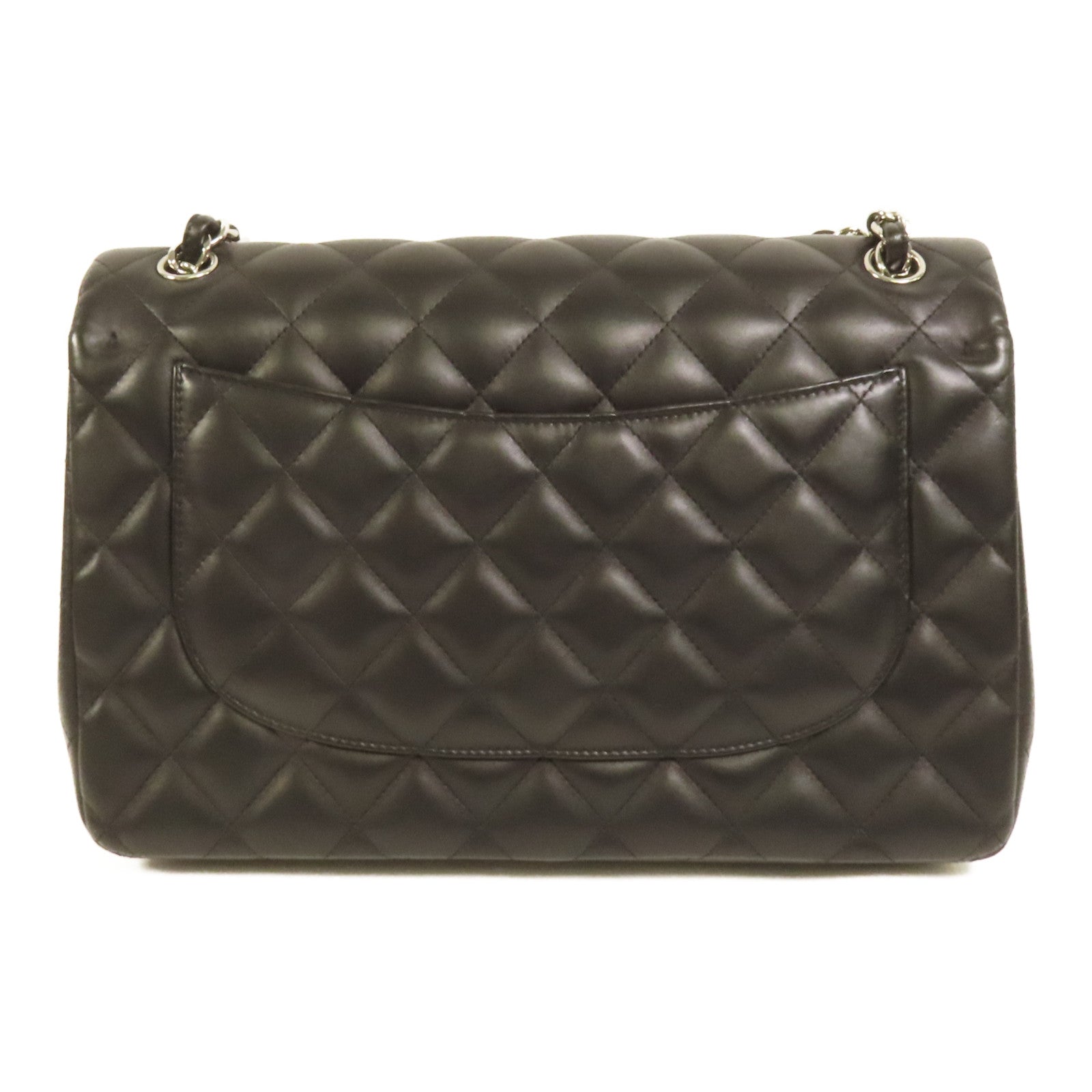 CHANEL 羊皮皮革Large Classic銀扣鏈帶肩背袋