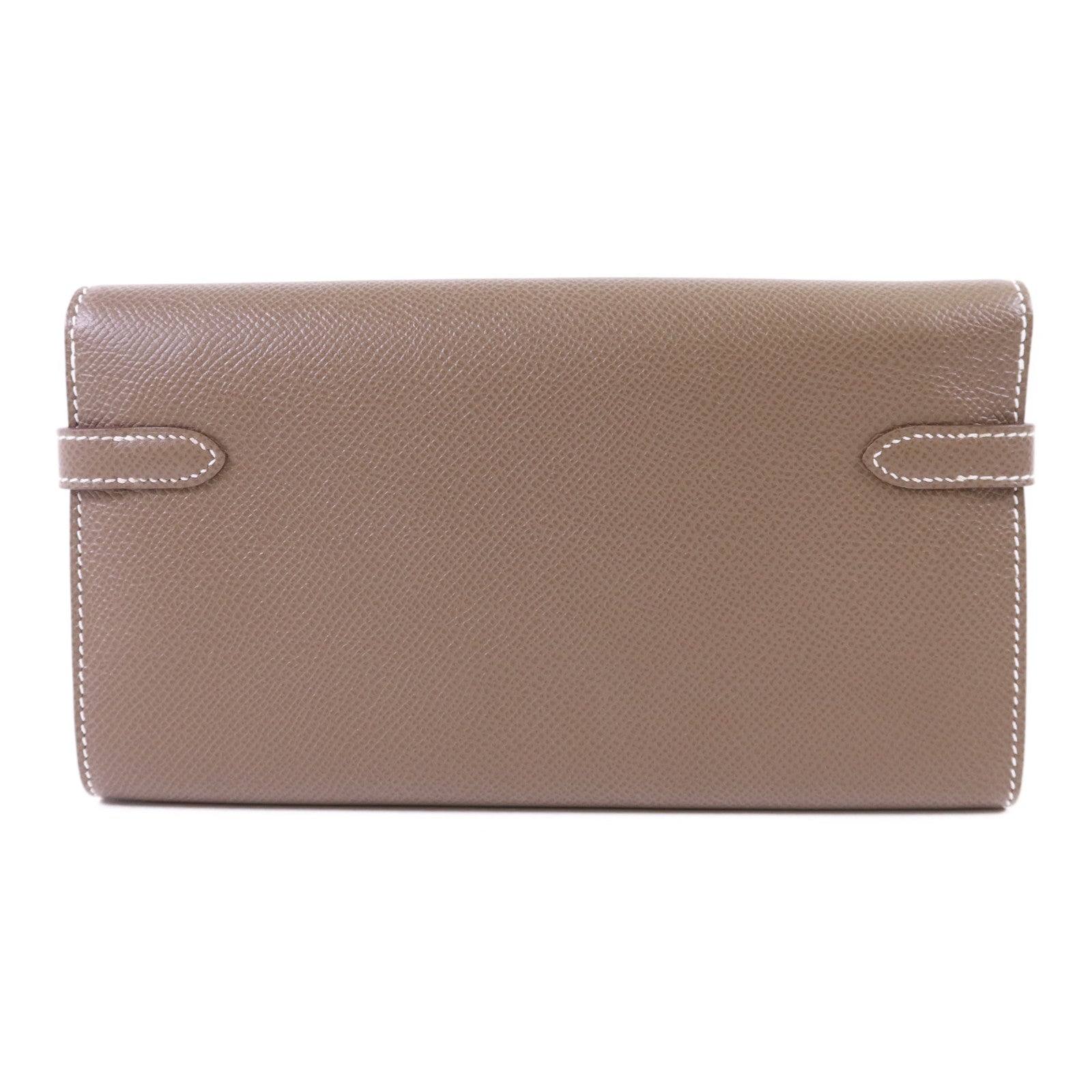 HERMES Epsom皮革Kelly Long Wallet銀扣長錢包Etoupe