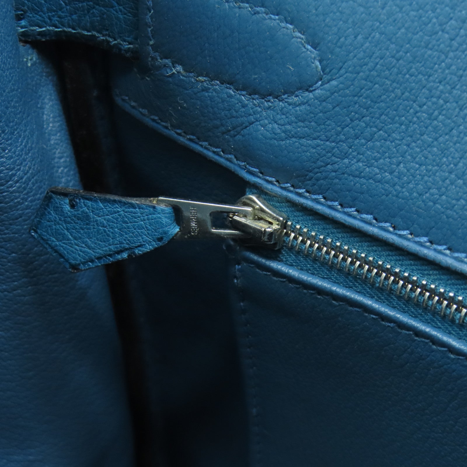HERMES 【激減優惠】鴕鳥皮革Birkin 30銀扣手挽袋深藍色