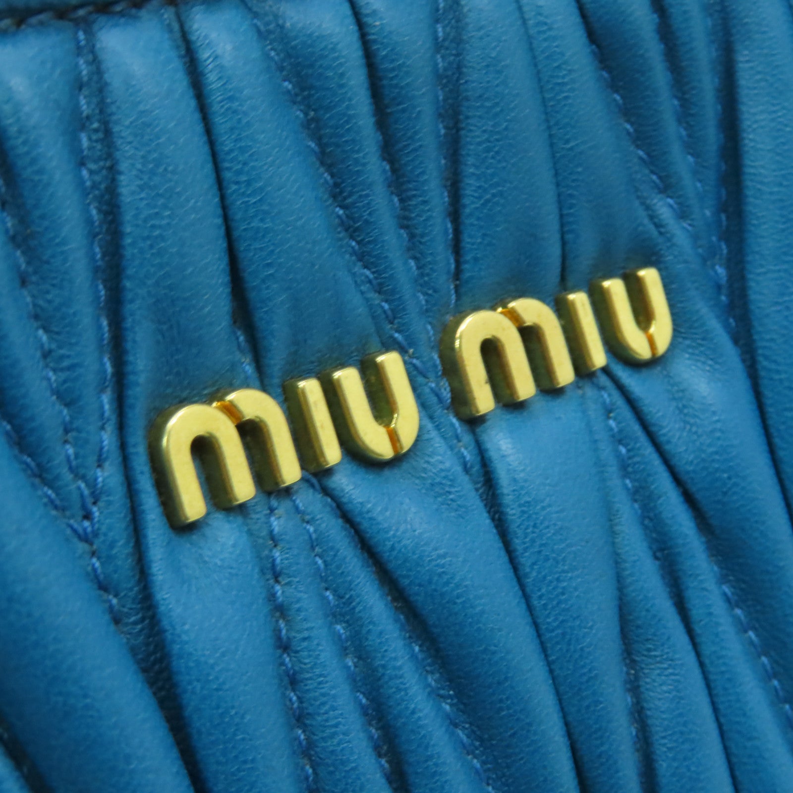 Miu Miu 【激減優惠】牛皮皮革2way Shoulder Bag金扣手挽肩背兩用袋藍色
