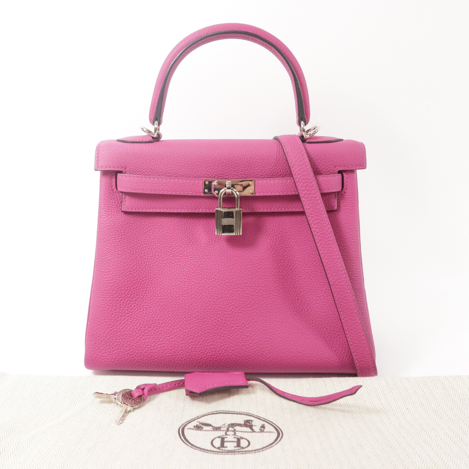 HERMES Togo皮革Kelly 25手挽肩背兩用袋Rose Purple
