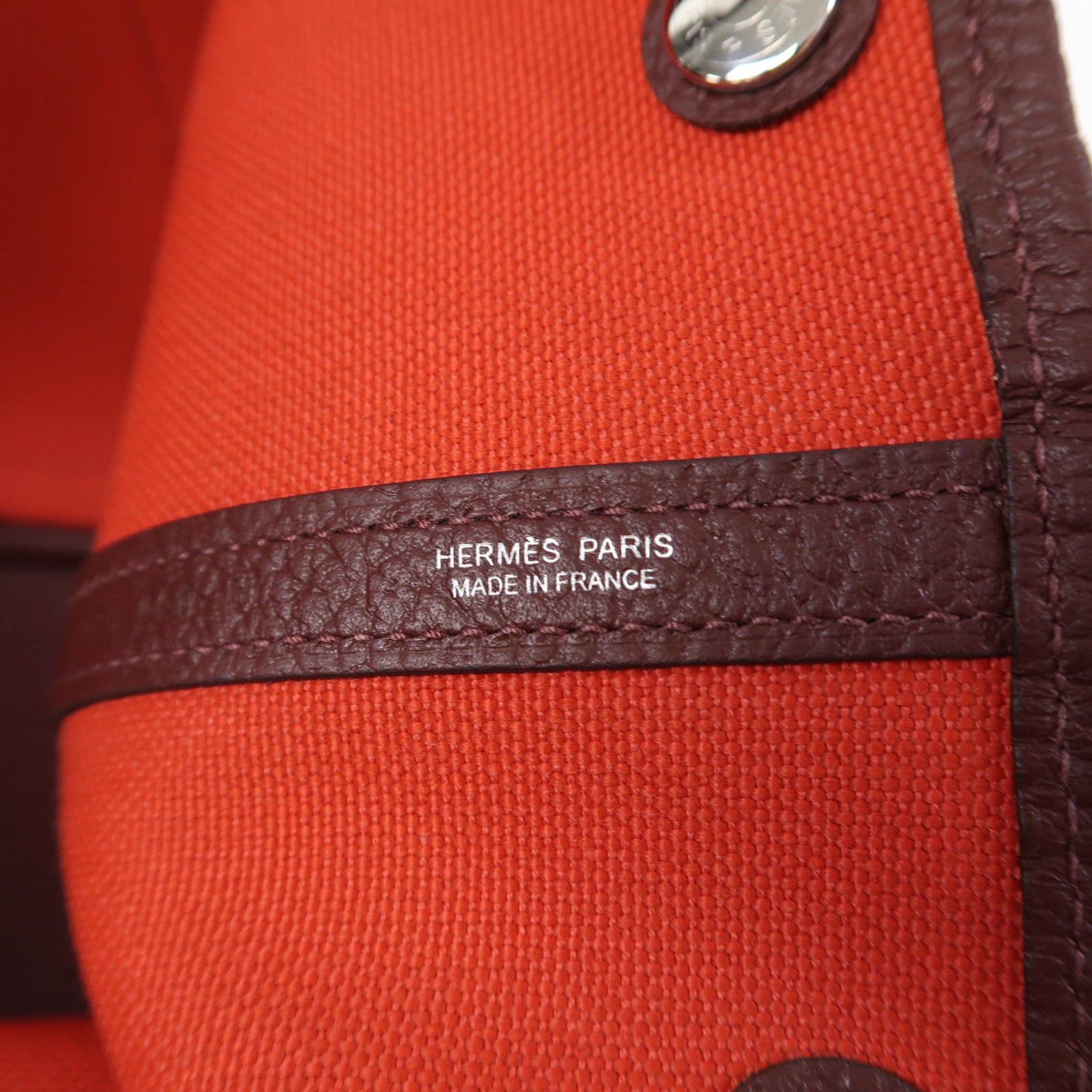 HERMES 【激減優惠】Toile H帆布Garden Party PM銀扣手挽袋Cuivre/紅銅色