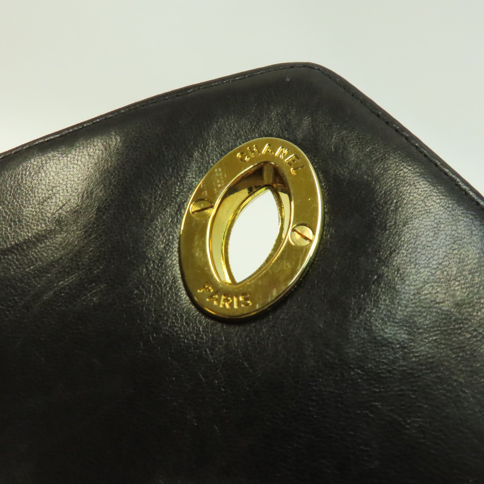 CHANEL 牛皮皮革Vintage Chain Shoulder金扣鏈帶肩背袋啡色