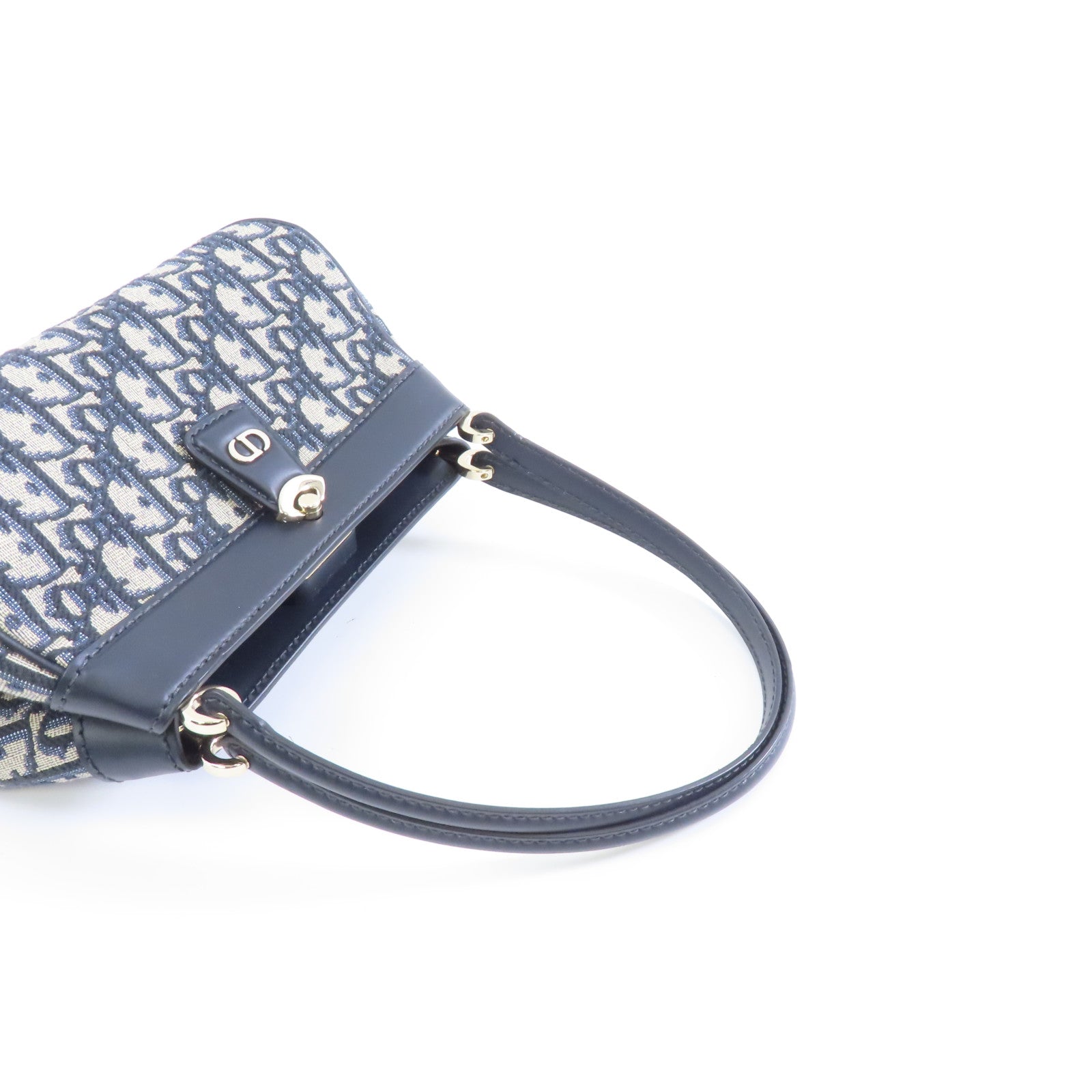 Dior 塗層帆布Small Key Bag金扣手挽袋藍色