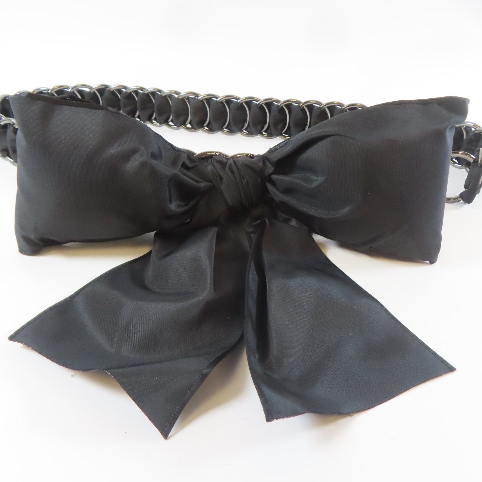 CHANEL 【激減優惠】金屬Ribbon Chain Belt腰帶黑色/銀色
