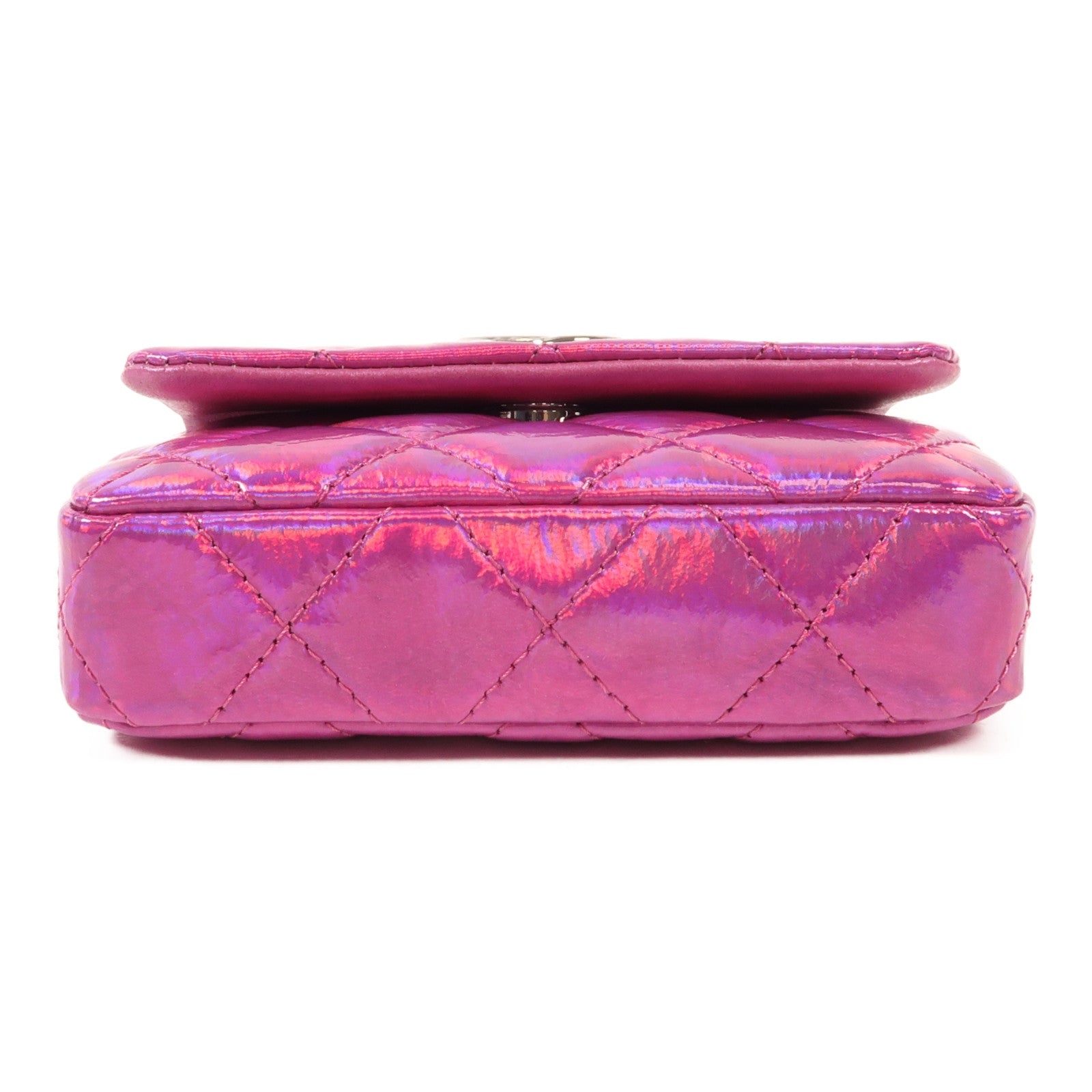 CHANEL 漆皮皮革Handbag銀扣手挽袋