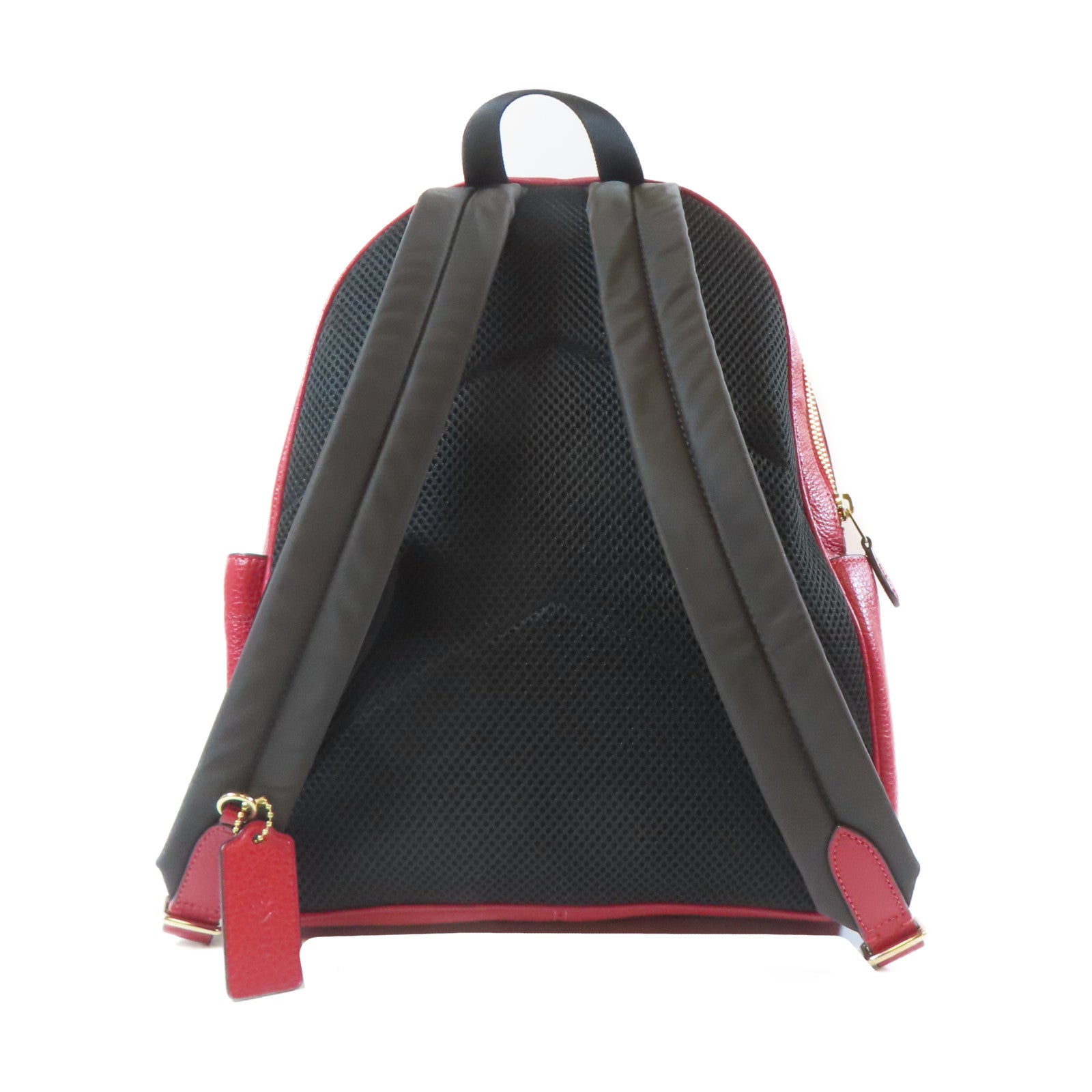 COACH 【激減優惠】牛皮皮革Rucksack金扣背包紅色