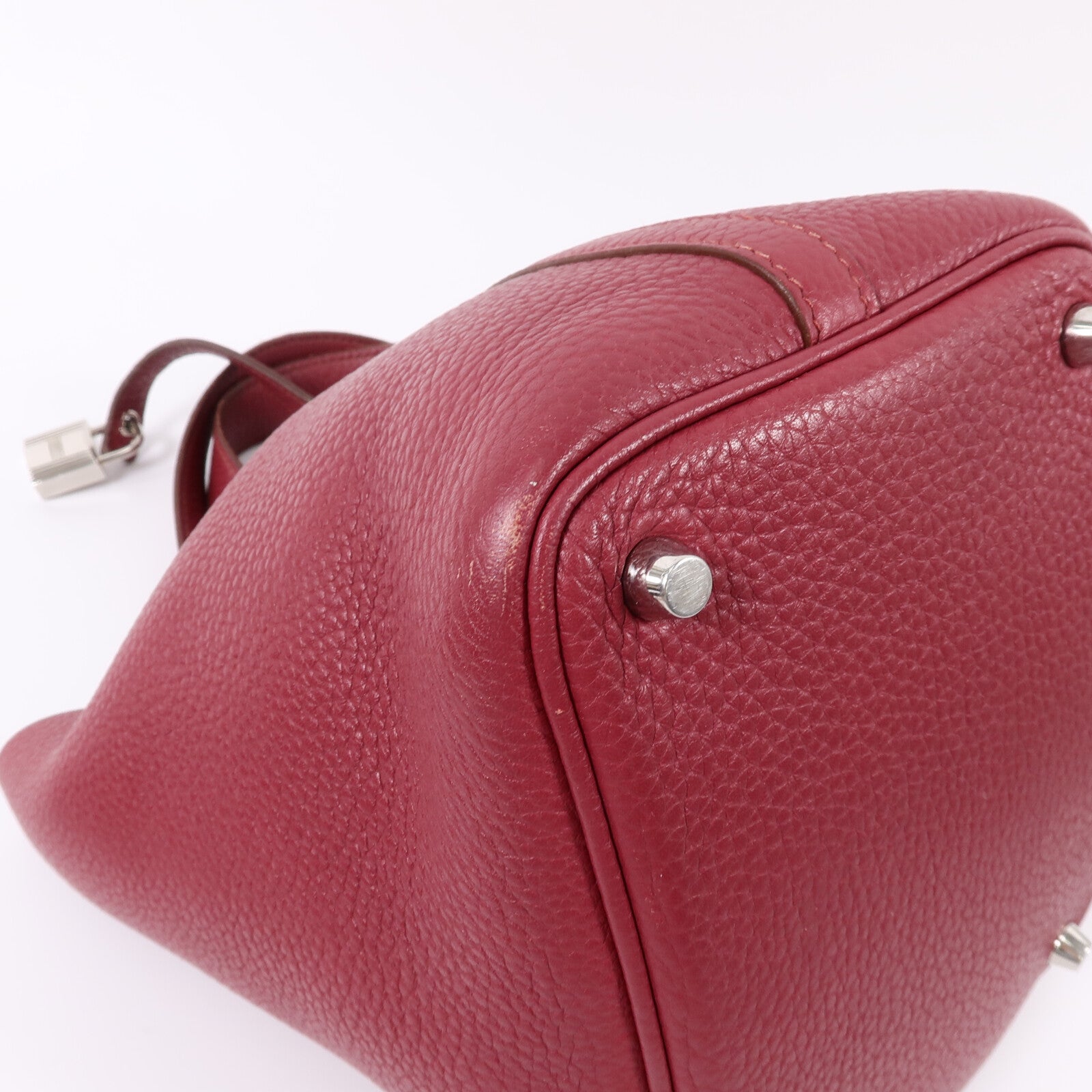 HERMES Clemence皮革Picotin PM手挽袋Rubis