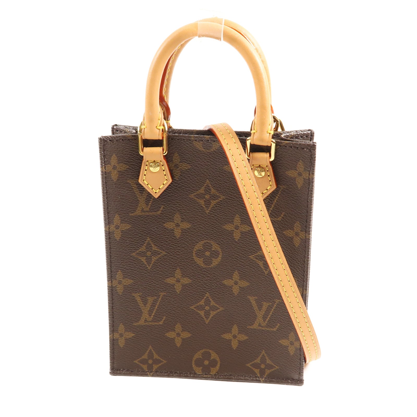 LOUIS VUITTON Monogram Petit Sac Plat金扣手挽肩背兩用袋