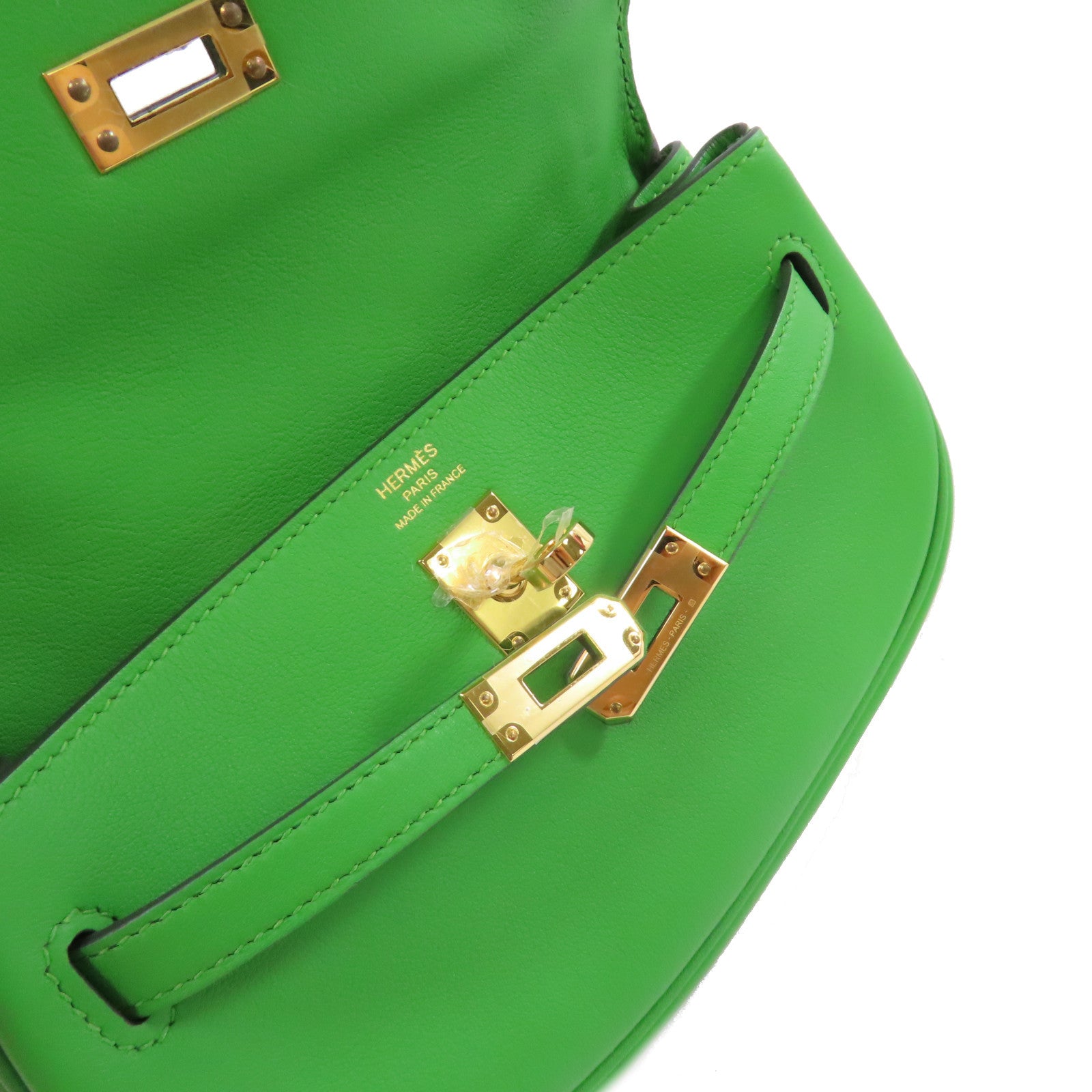 HERMES 【激減優惠】Swift皮革Kelly Moove Shoulder Bag金扣肩背袋A8 Vert Yucca絲蘭綠色