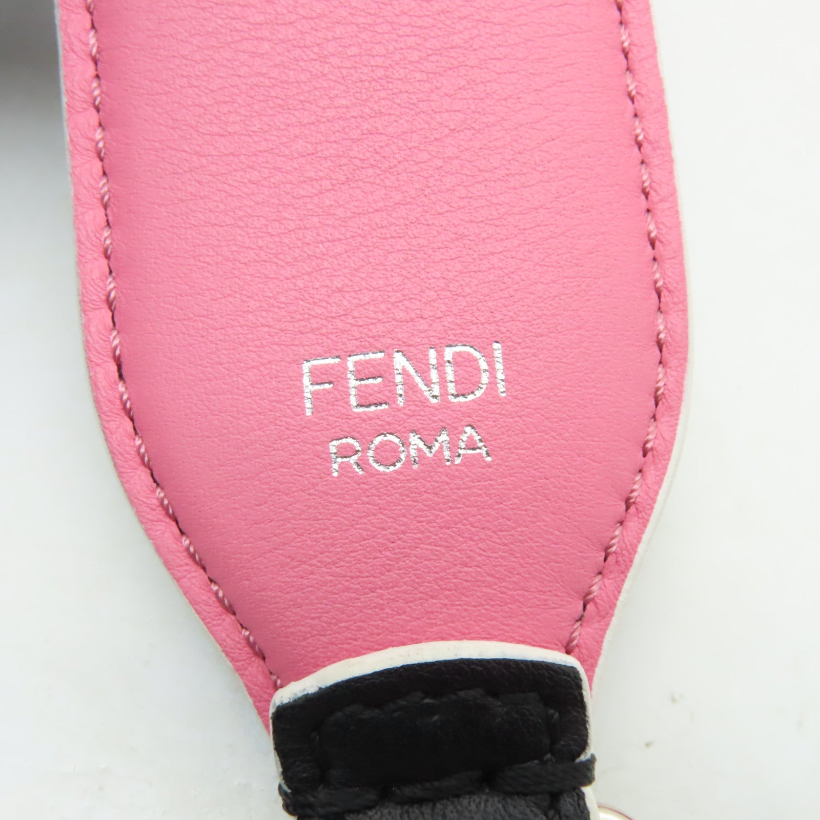 FENDI 【清倉大減價】牛皮皮革Strap銀扣肩背帶黑色/粉紅色