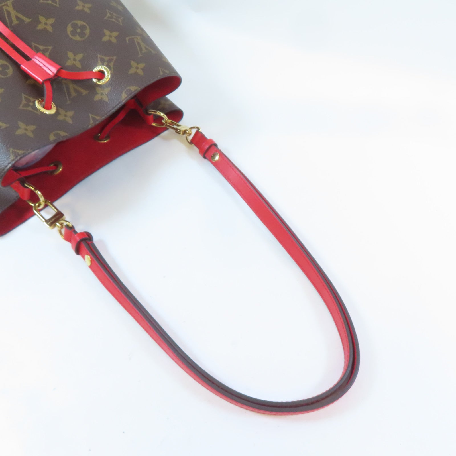LOUIS VUITTON Monogram Neo Noe Bucket Bag金扣肩背袋Coquelicot/紅色