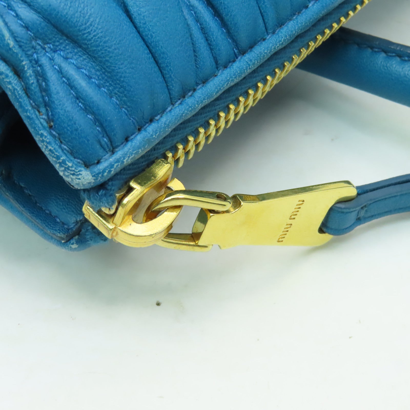 Miu Miu 【激減優惠】牛皮皮革2way Shoulder Bag金扣手挽肩背兩用袋藍色