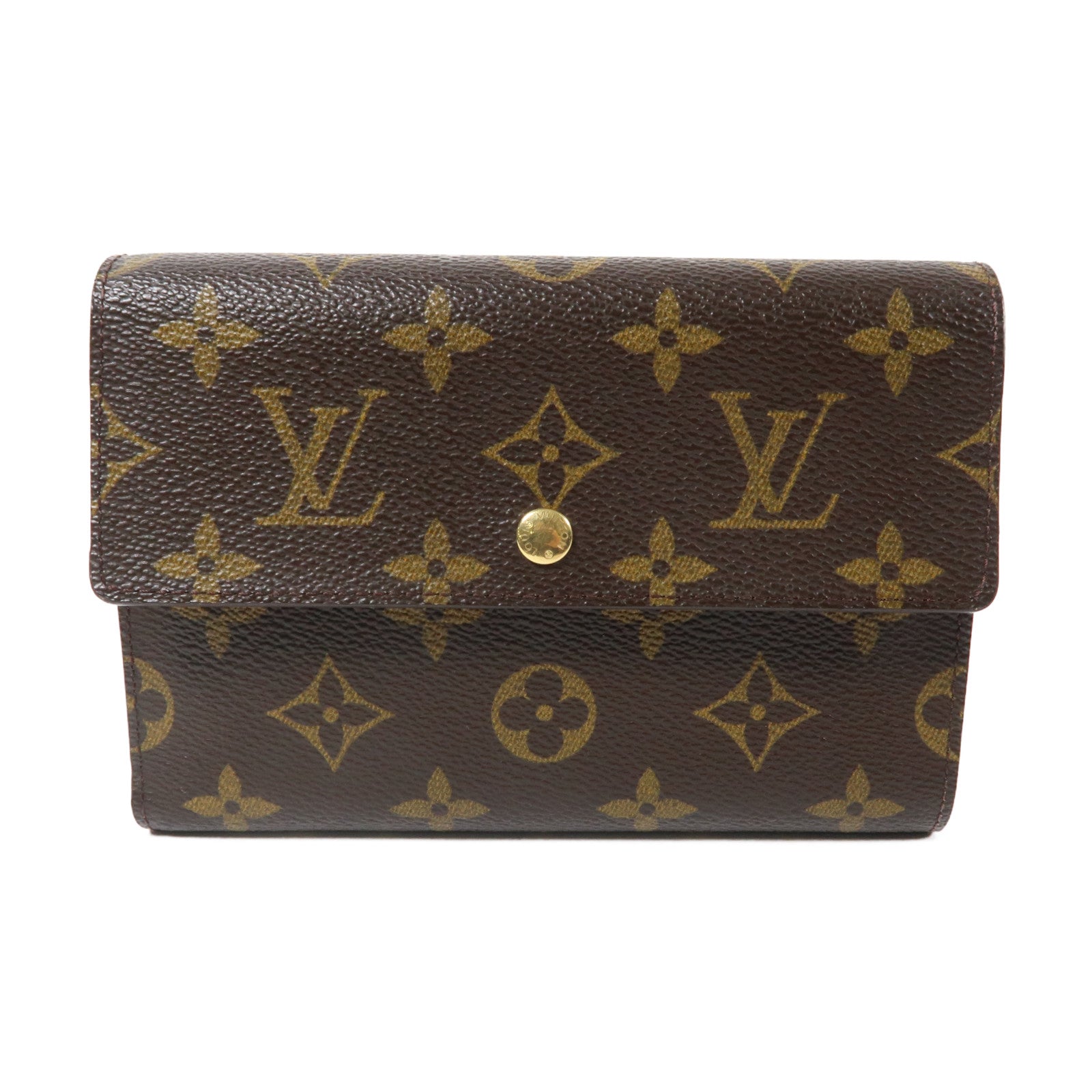 LOUIS VUITTON Monogram Long Wallet金扣錢包啡色