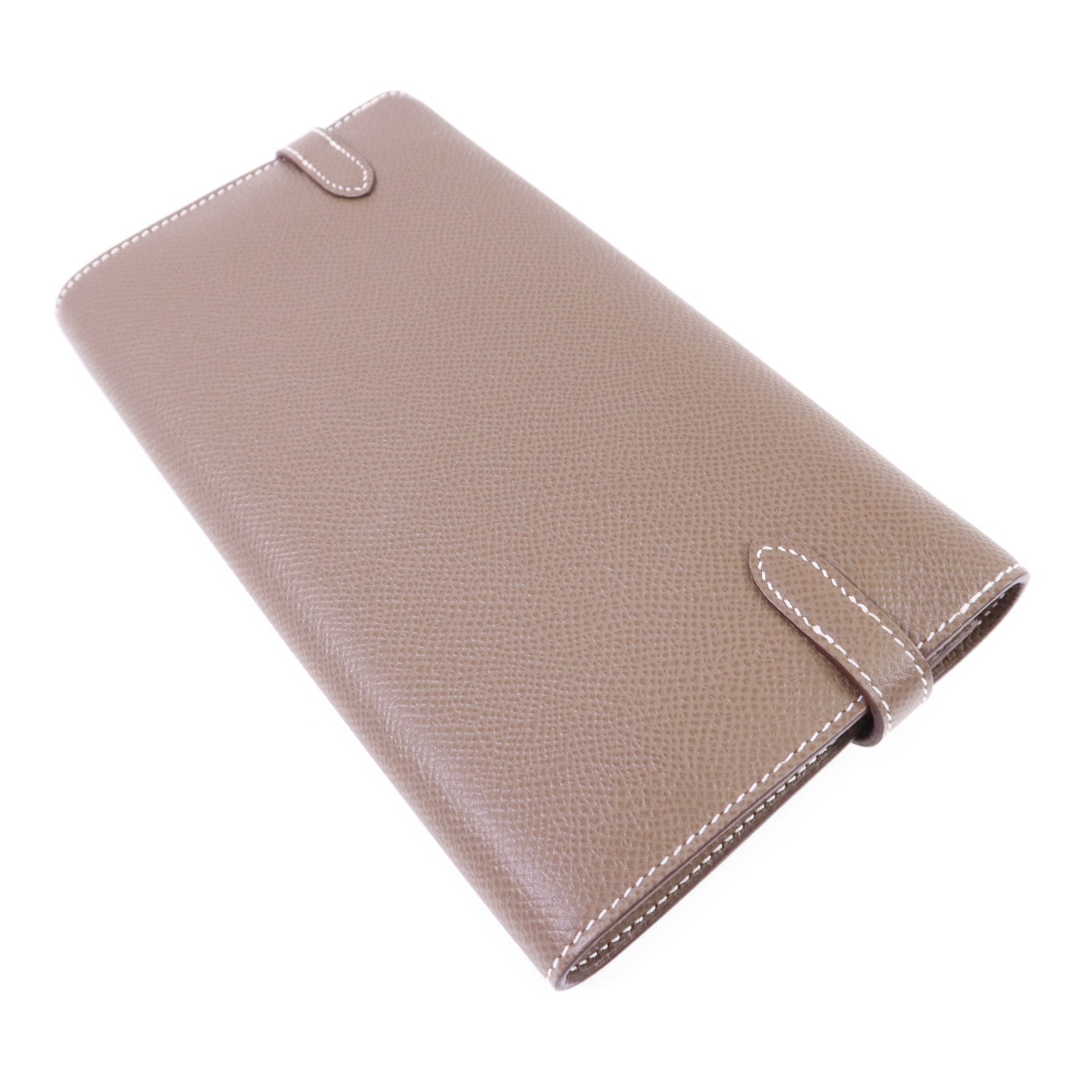 HERMES Epsom皮革Kelly Long Wallet銀扣長錢包Etoupe