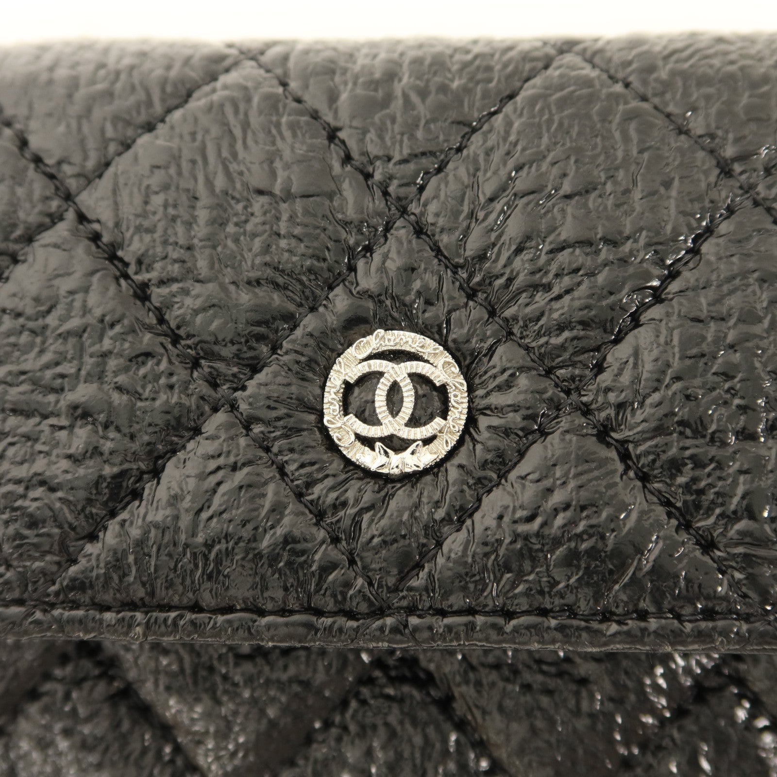 CHANEL 漆皮皮革Long Wallet銀扣長錢包