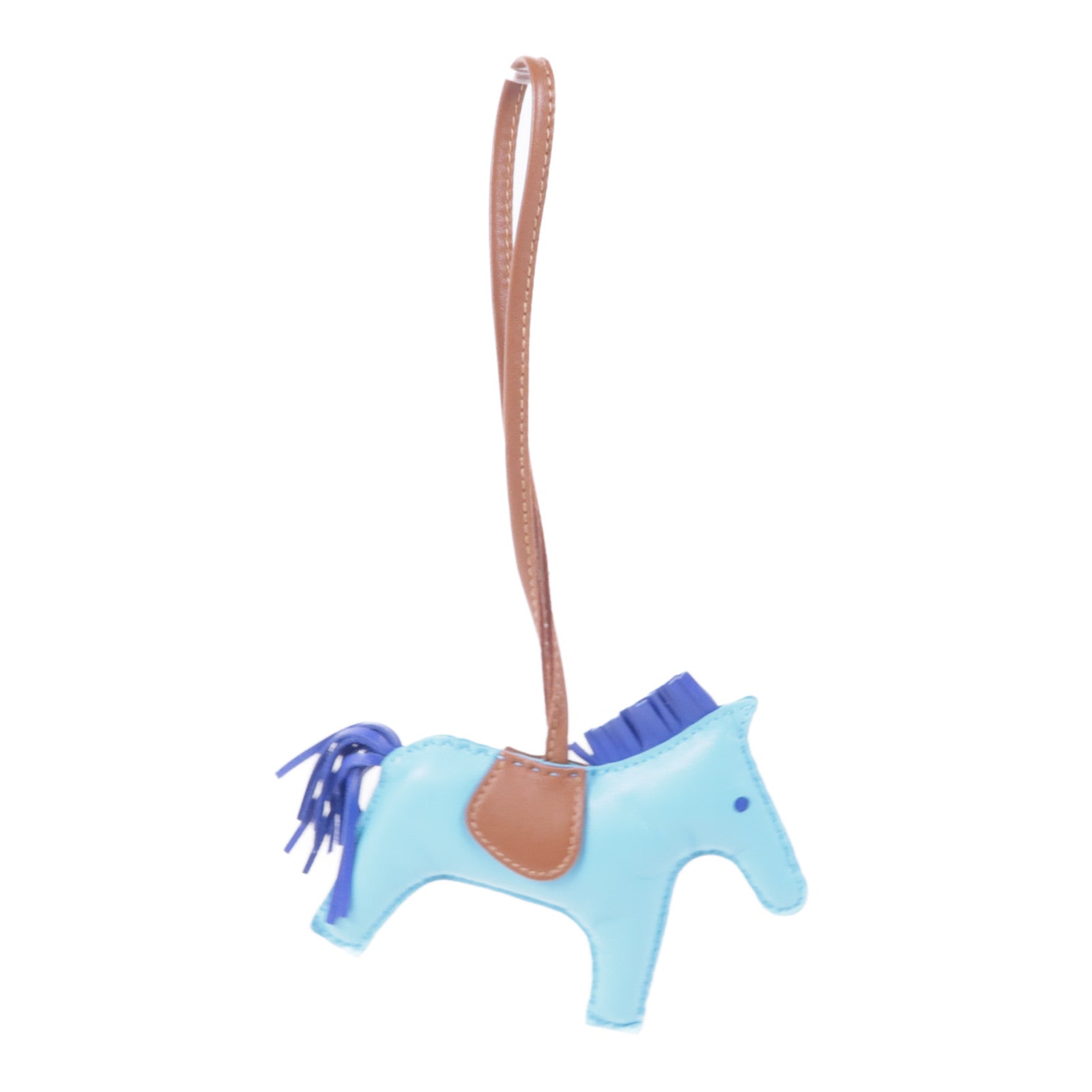 HERMES Rodeo GM Charm Milo Leather Blue Brown