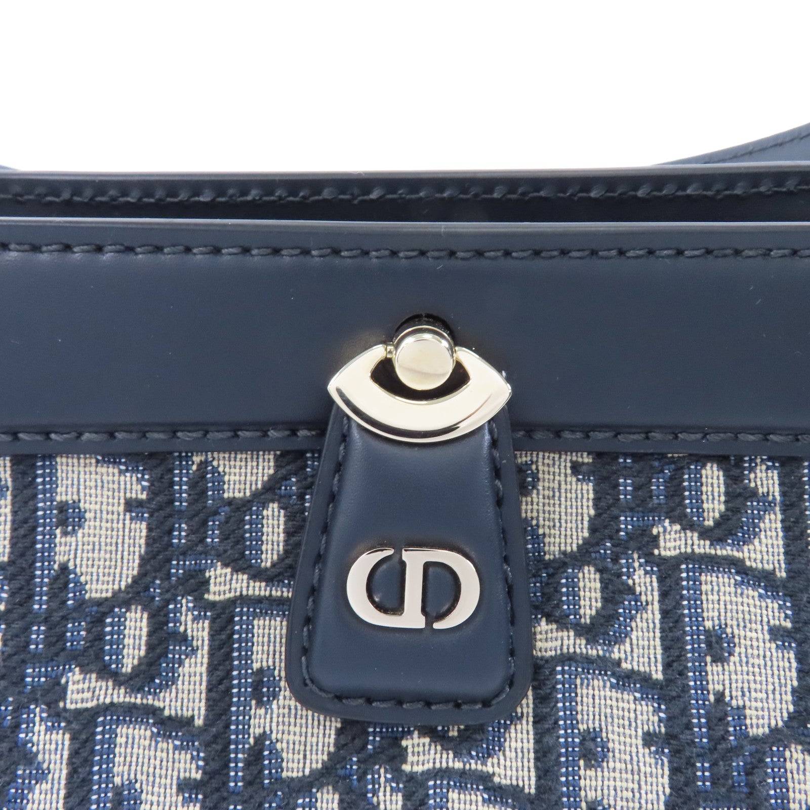 Dior 塗層帆布Small Key Bag金扣手挽袋藍色