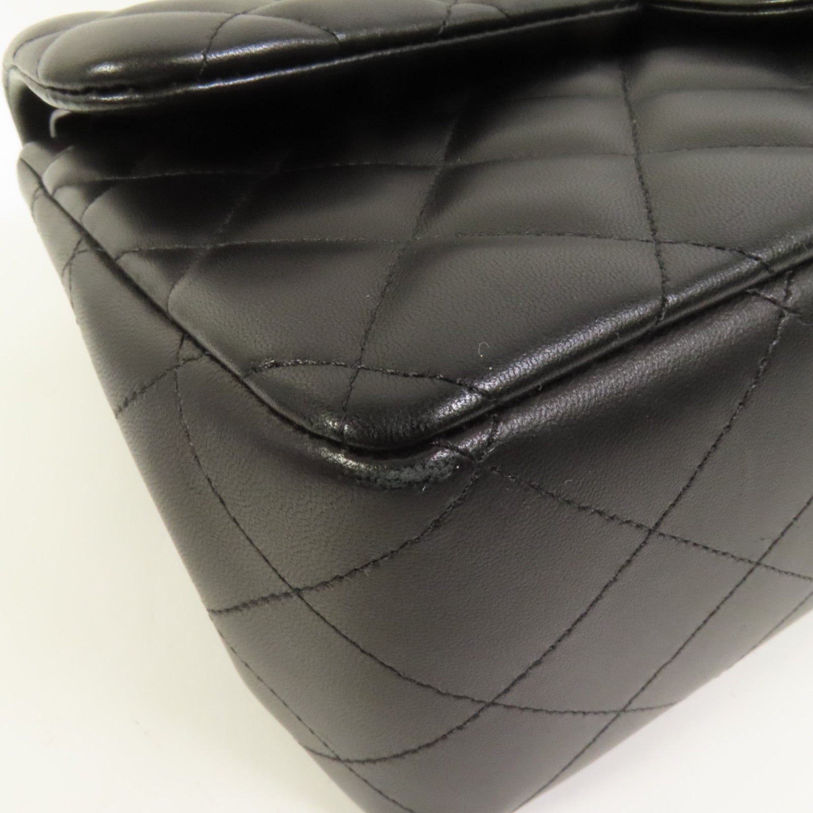 CHANEL 羊皮皮革Large Classic銀扣鏈帶肩背袋